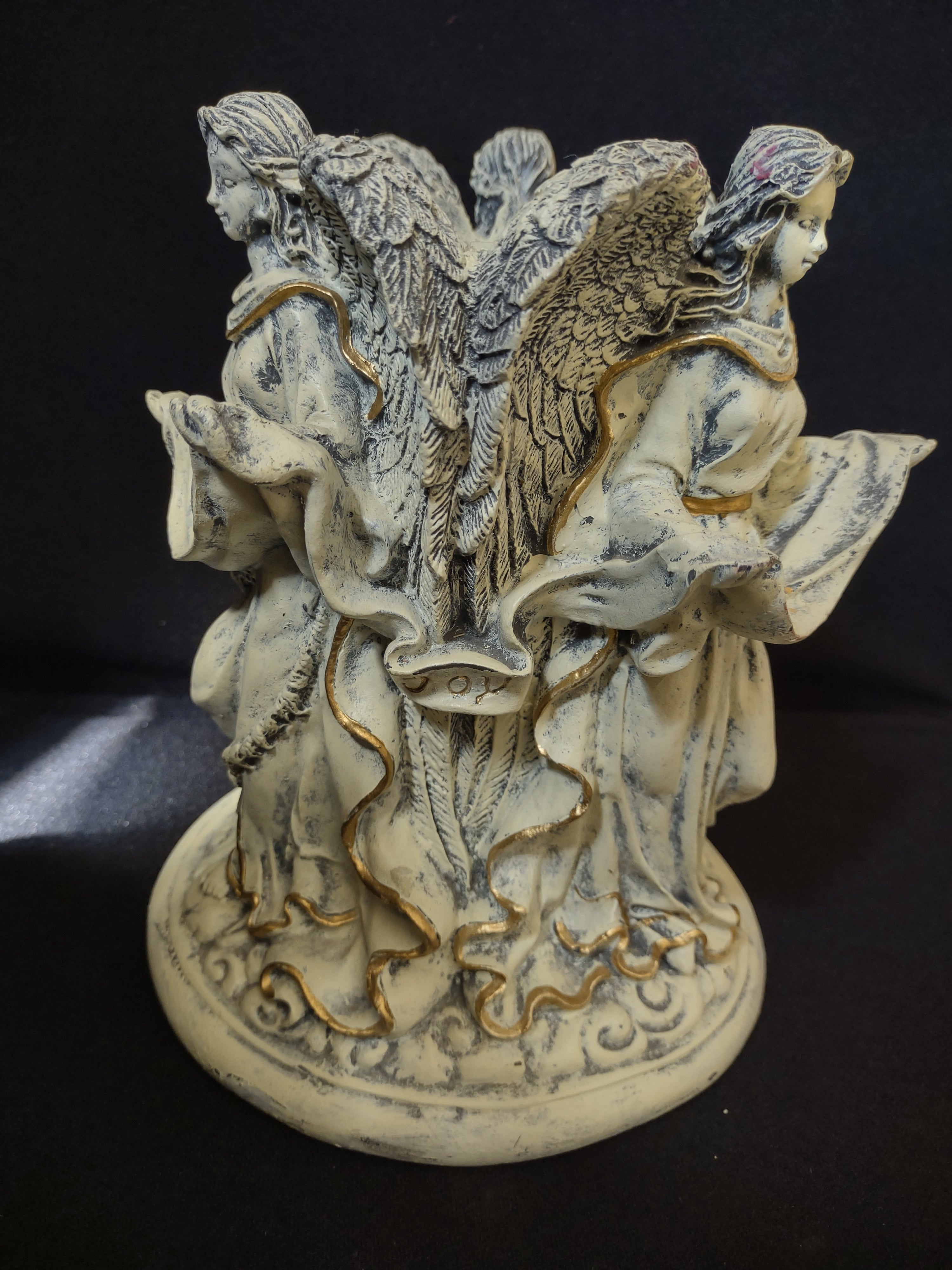 Angel Pillar Candle Stand Peace Love Joy (lot 1699)