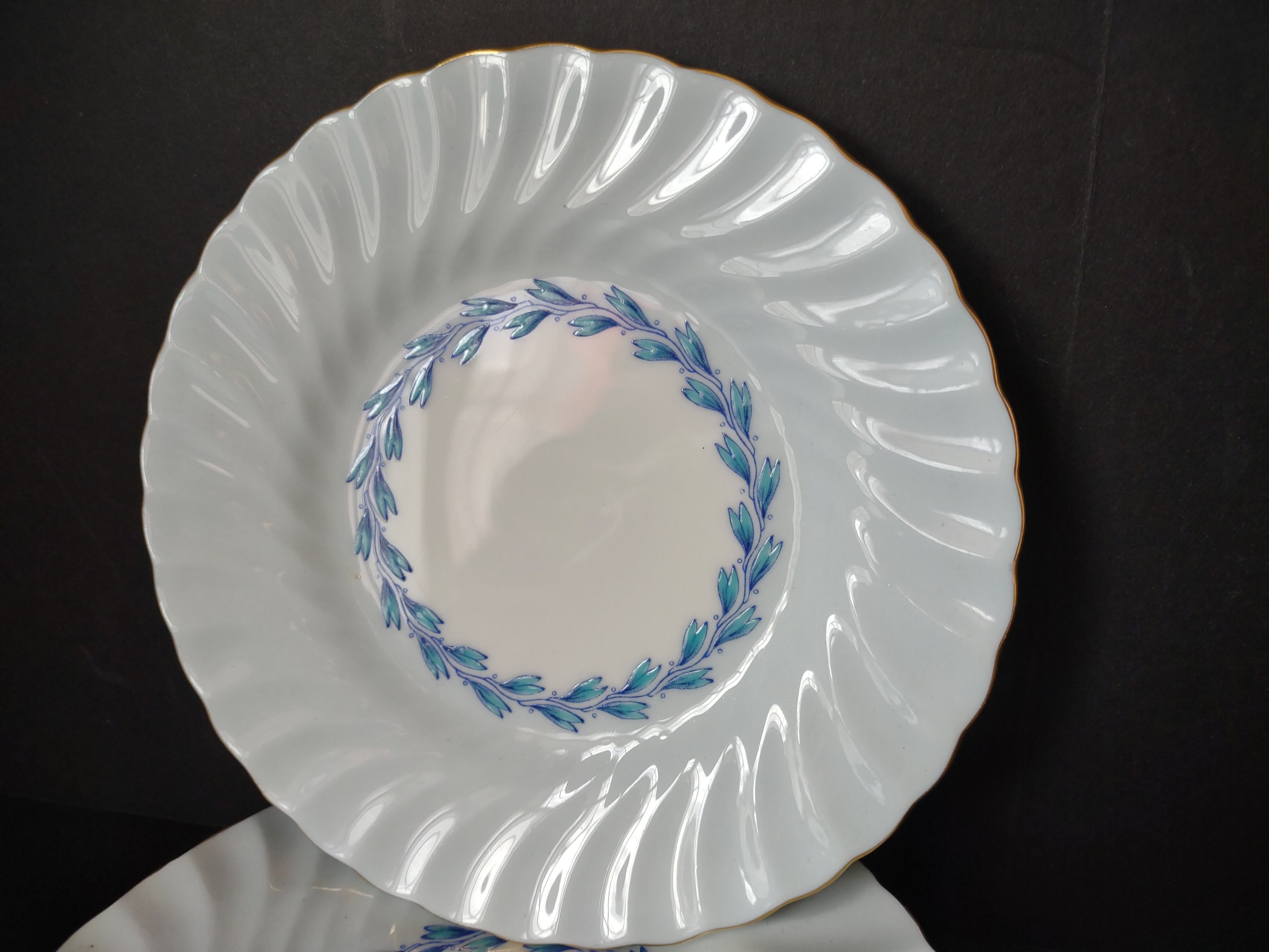 Vintage Minton England Bone China Cheviot Blue Bread Butter Plate x 6 (lot 5441)