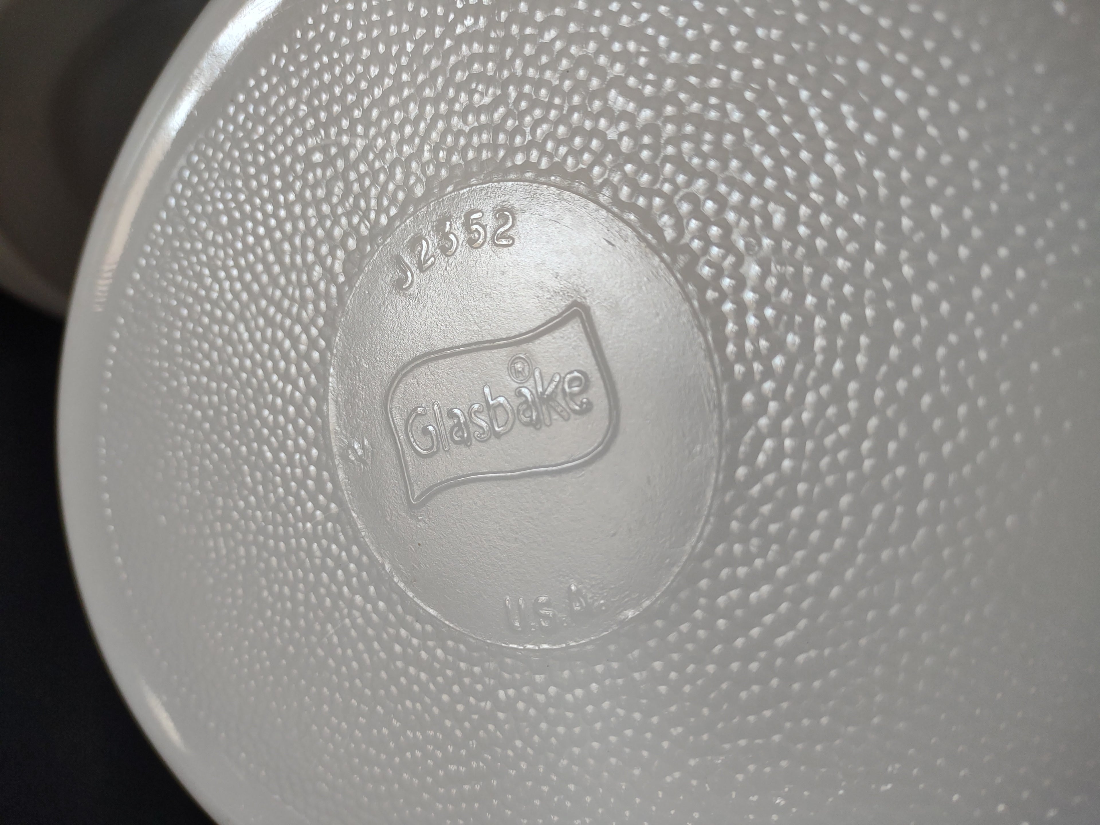 Vintage Glasbake Oval Divided Milk Glass Casserole Green Daisy (lot 5280)
