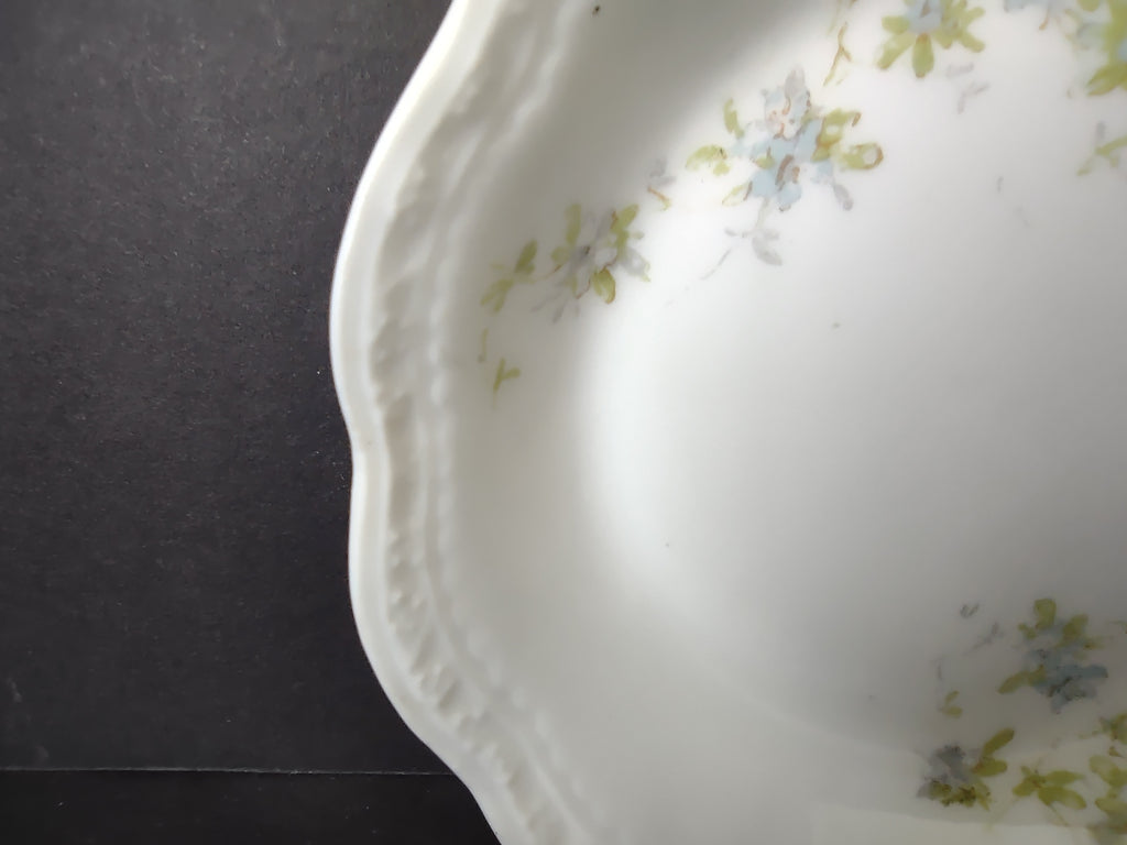 A L Limoges French Cottage Shabby Chic Blue Flower Cranberry Bowl 5"(lot 1097)