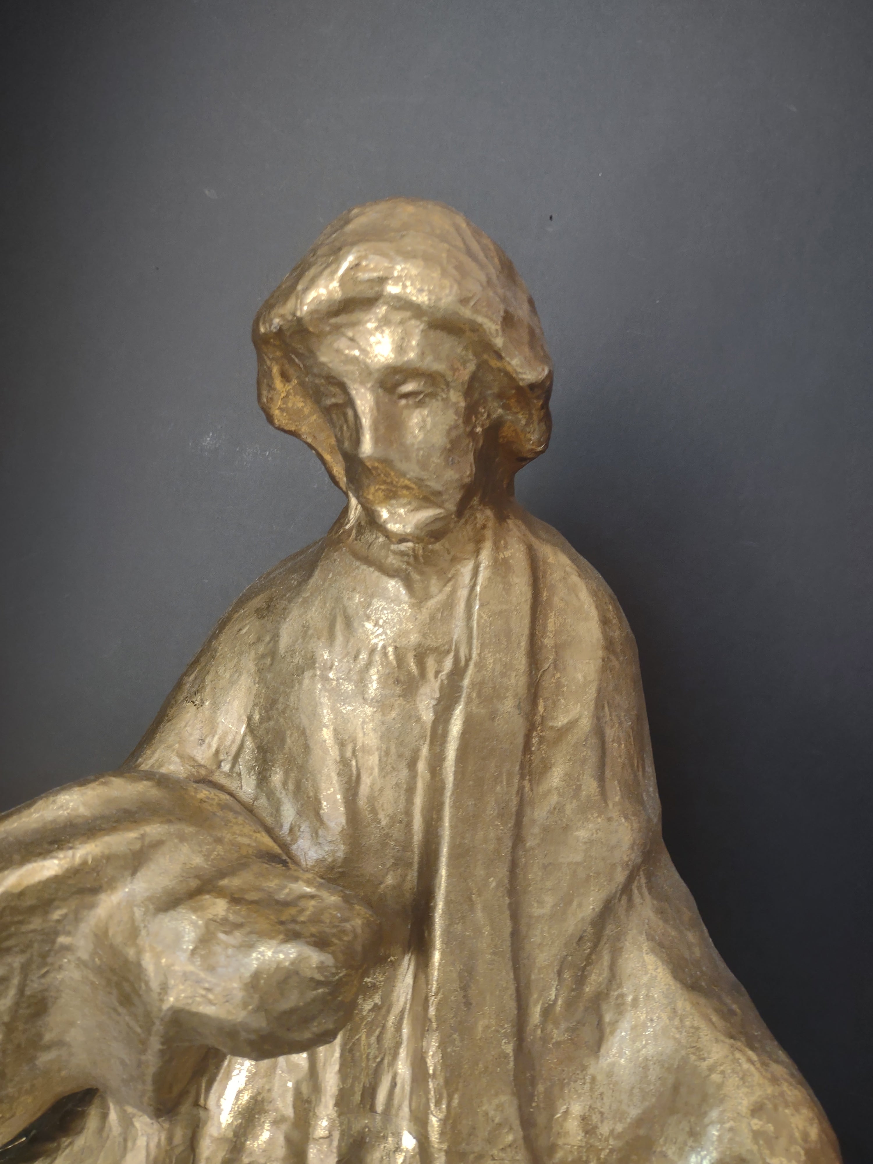 Christmas Paper Mache Shepard Nativity Golden Color 22" (lot 2184)