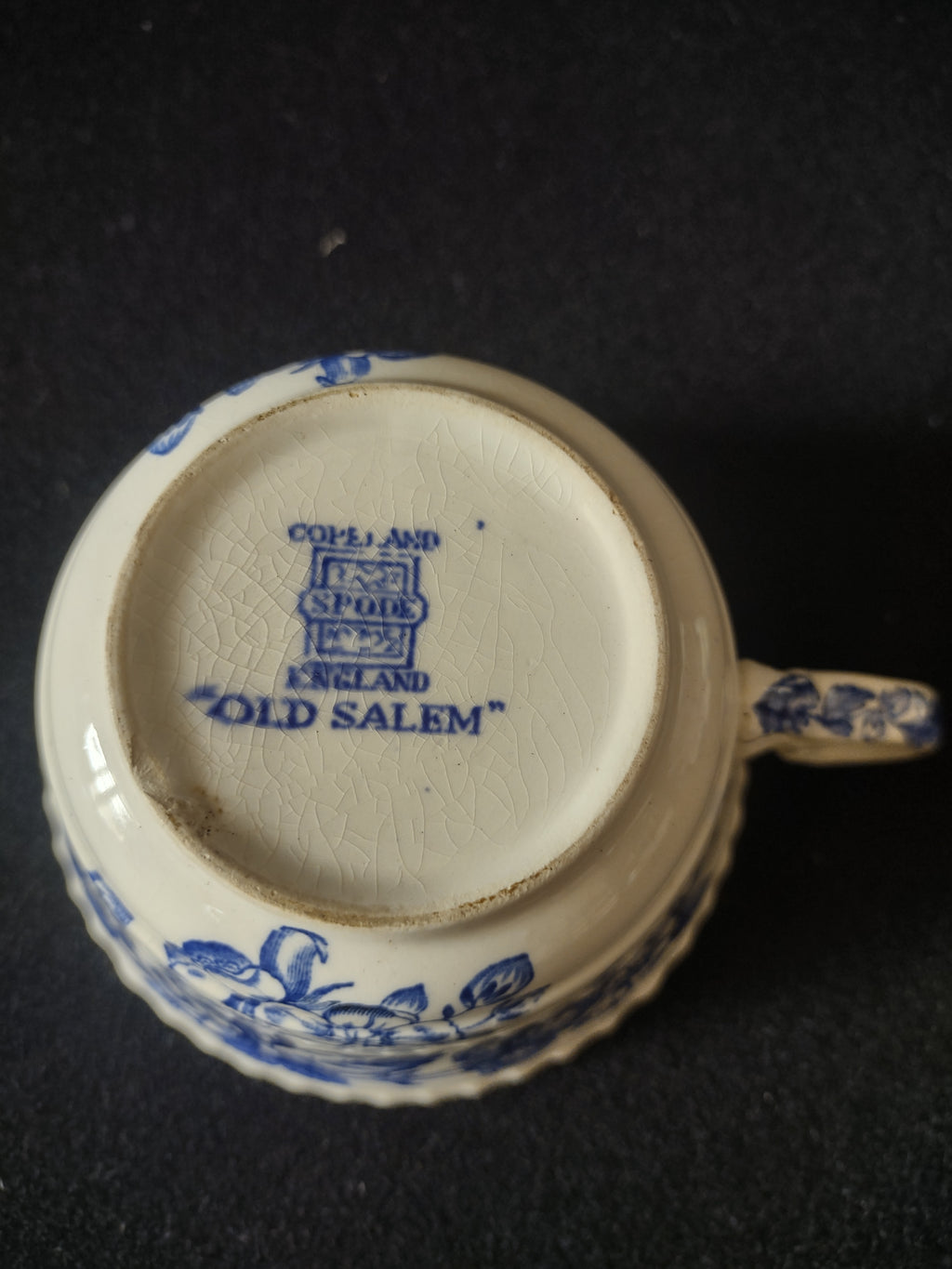 Vintage Copeland Spode Teacup Saucer Old Salem Blue Earthenware (Lot 5815)