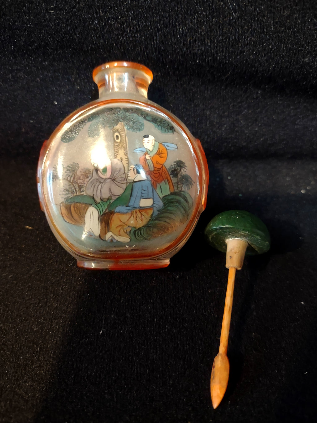 Vintage Chinese Inside Painted Snuff Bottle With Stopper (Lot 5345)