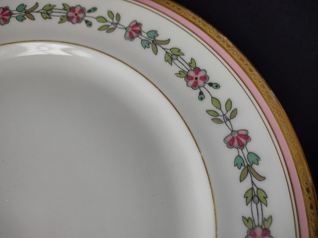 Depose Limoges Gold Trim Pink Flower Design Dinner Plate (lot 639)