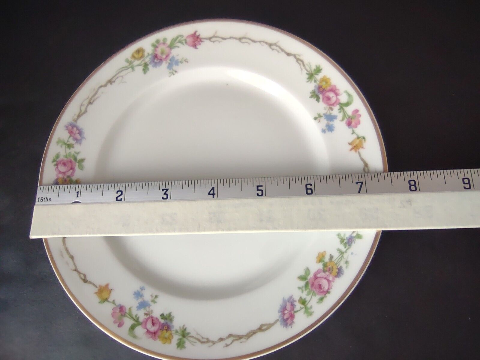 Vintage GDA Limoges Gold Trim Dessert Plate Summer Flower Garland (lot 690)