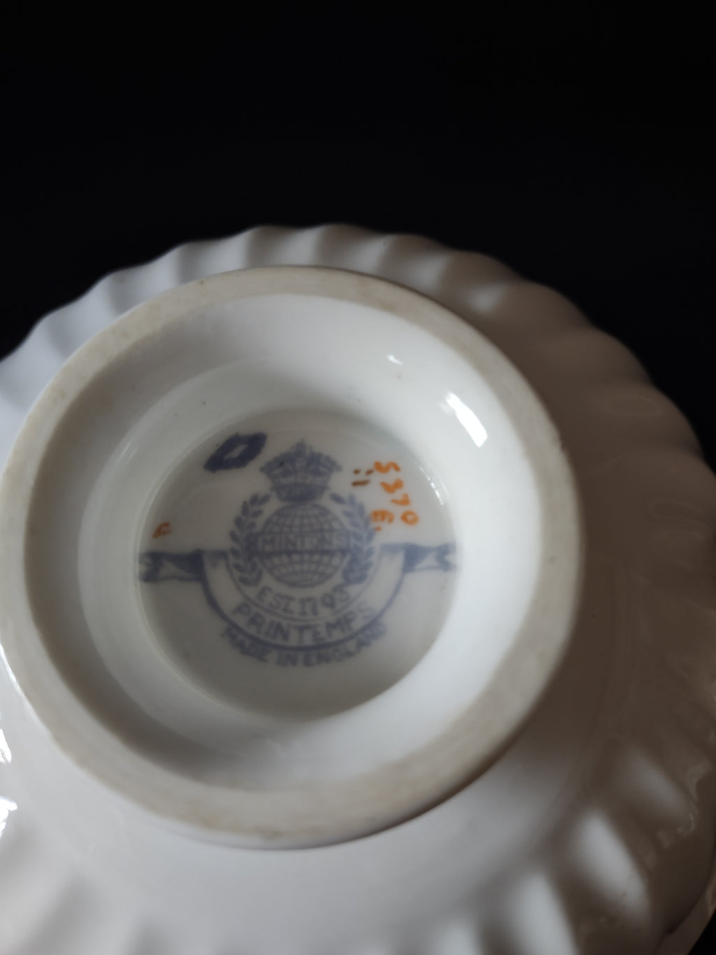 Vintage Minton Printemps Bullion Cup Liner Bone China Floral Gold x2 (Lot 5470)