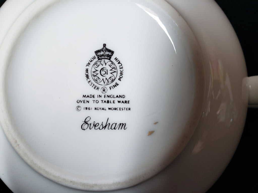 Vintage Royal Worcester Evesham Two Handle Bouillon Cup with Saucer (lot 2079)
