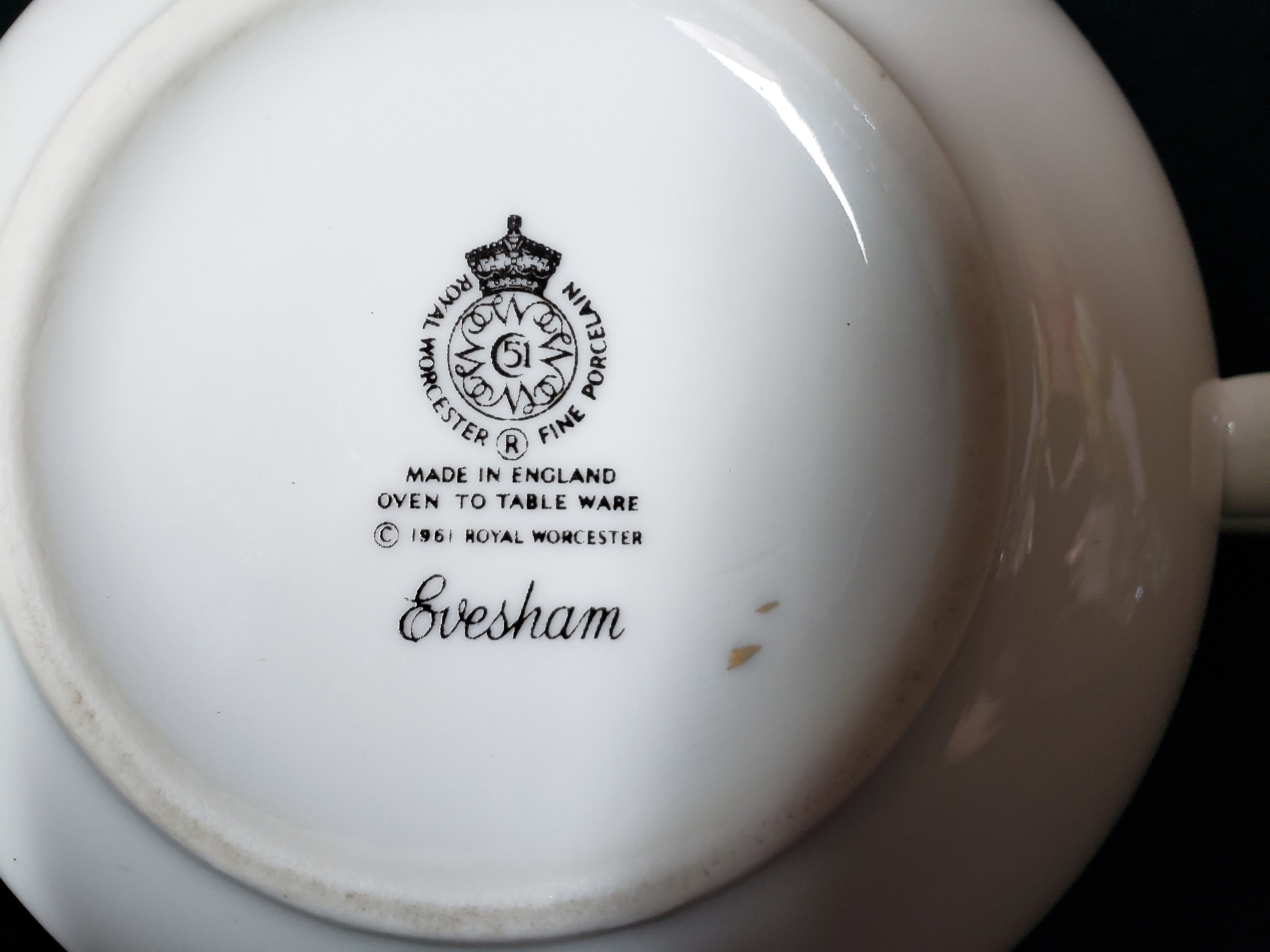 Vintage Royal Worcester Evesham Two Handle Bouillon Cup with Saucer (lot 2079)
