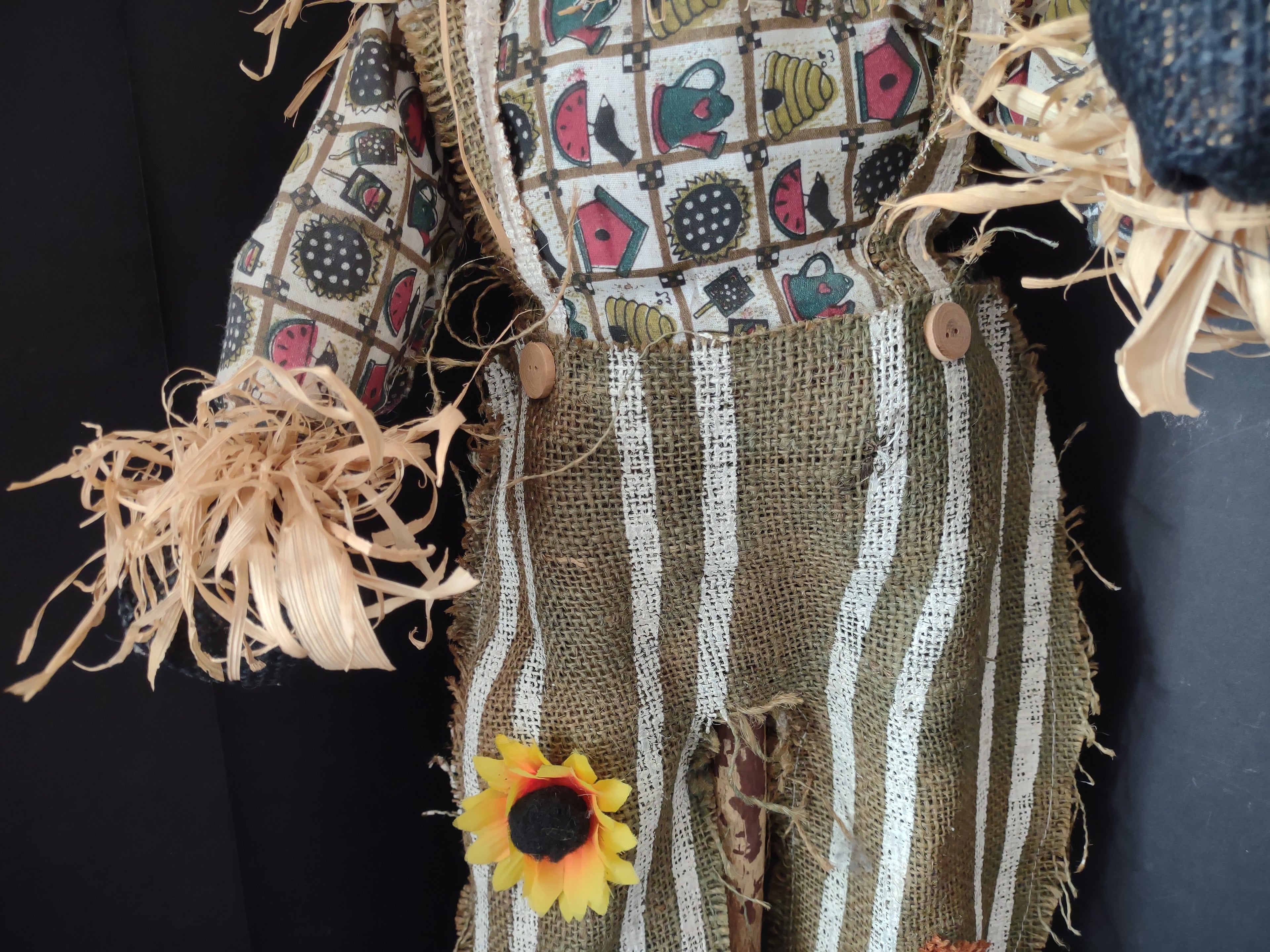 Halloween Fall 32" Scarecrow Standing Primitive Rustic (lot 3080j)