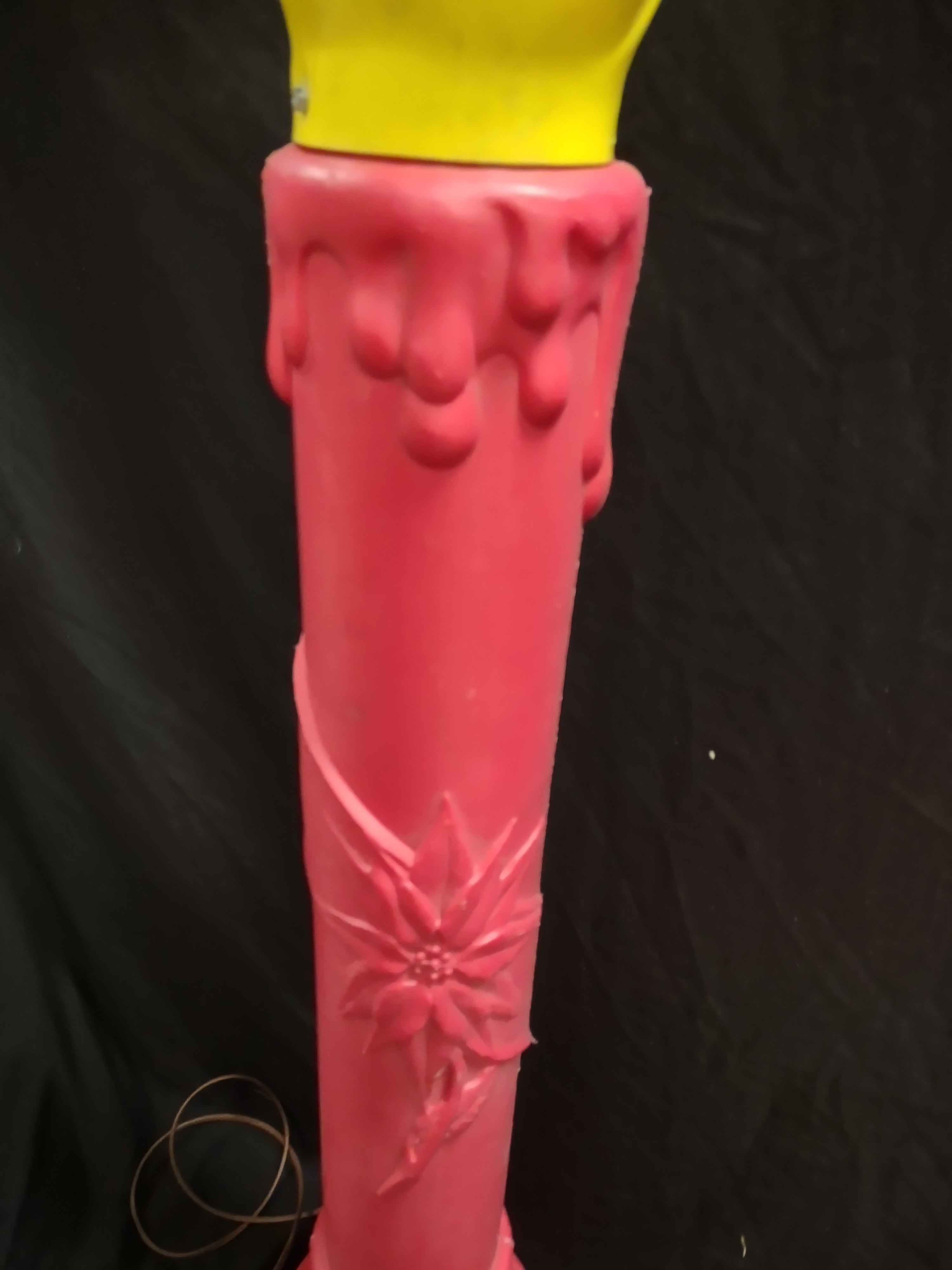 Vintage Christmas Blow Mold Candle Poinsettia Light Up 40" (lot 2322)