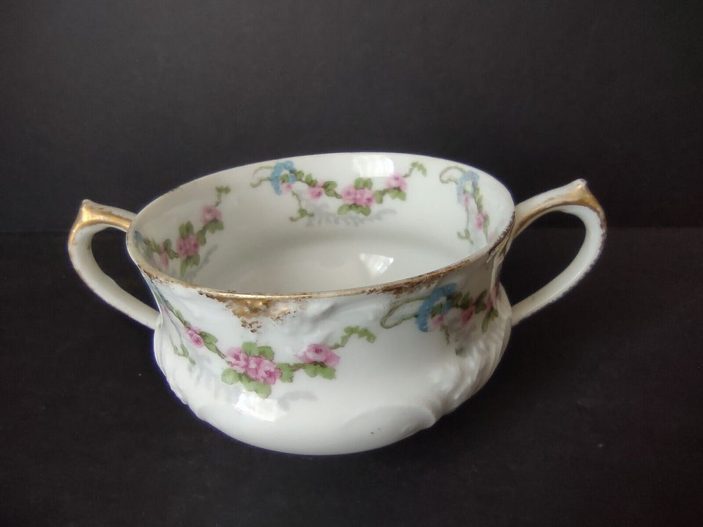 GDA CHf Haviland Limoges Gold Trim Pink Rose Swag Garland Bullion Cup (lot 483