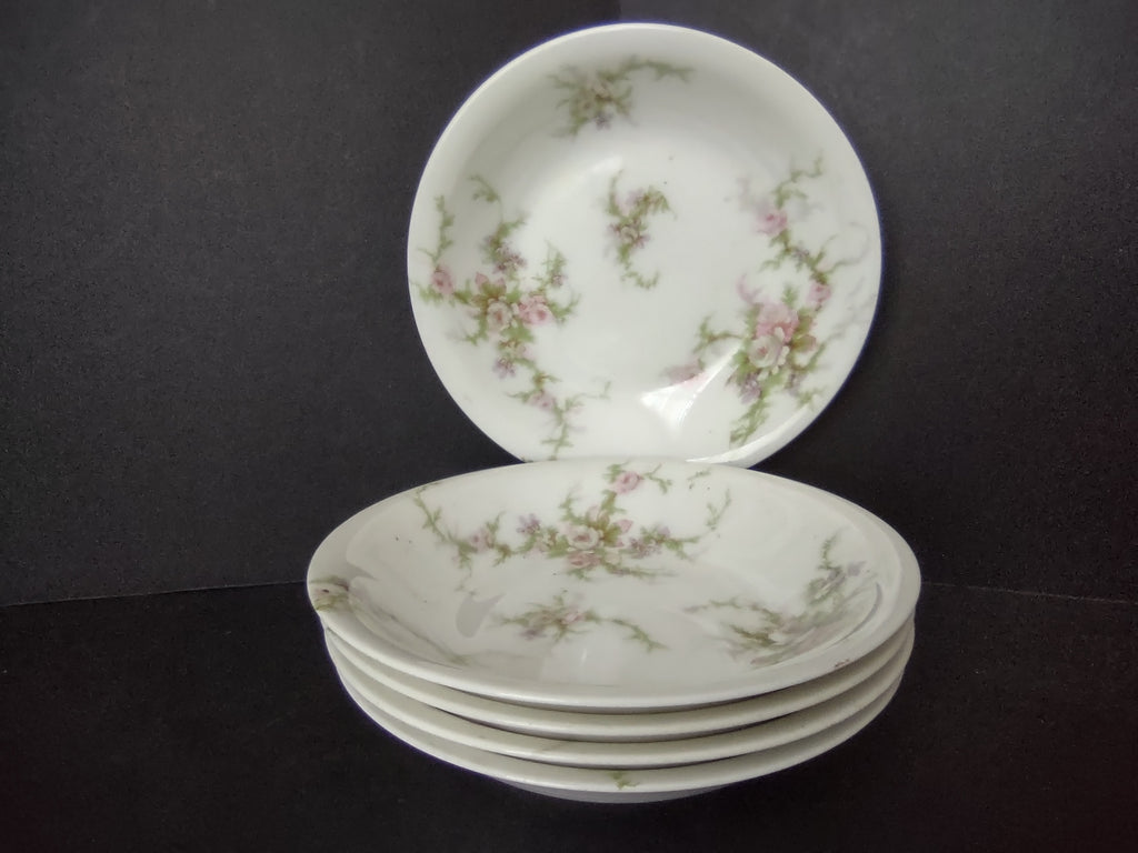 Haviland Limoges 5 x Small Bowl 5" Pink White Cabbage Rose Moss (lot 908)