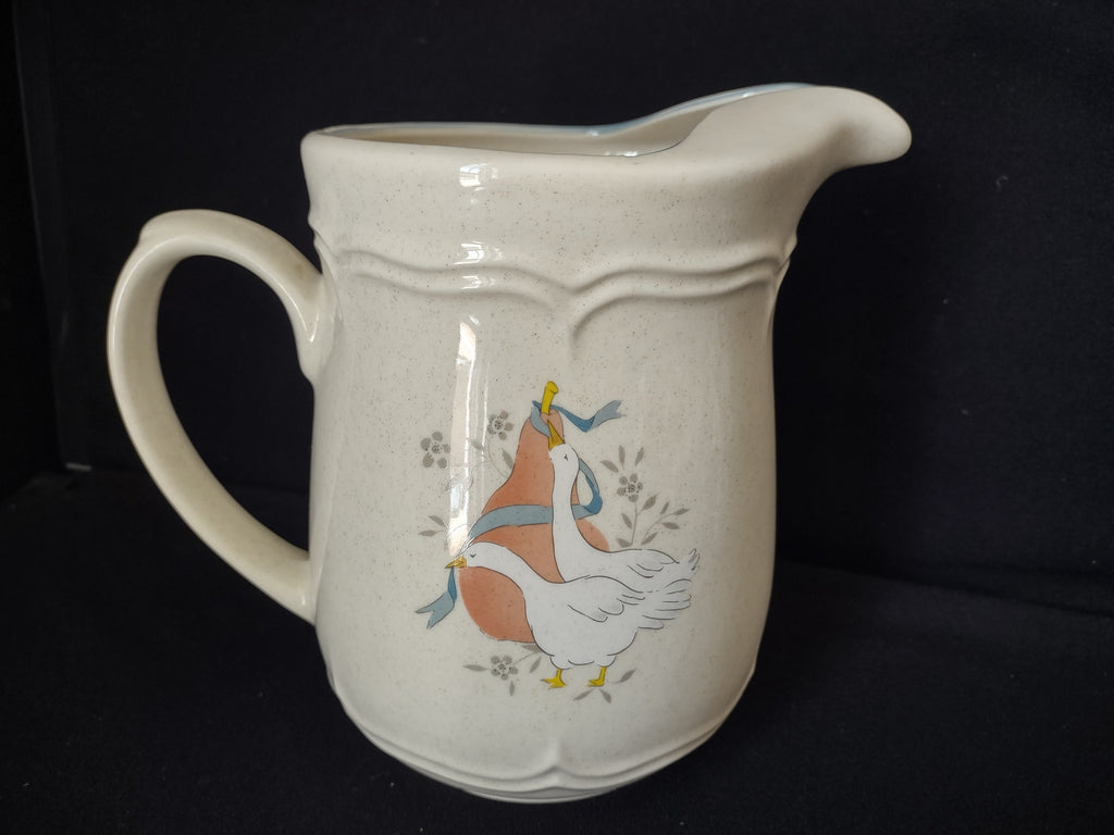Vintage Ceramic Marmalade Pitcher Geese Duck Pear Ribbon Ice Lip (lot 2818c)