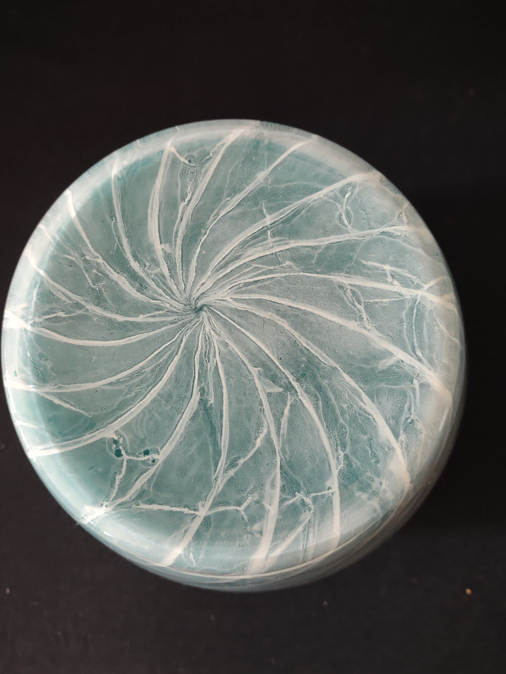 Vintage Turquoise White Swirl Glass Vase (Lot 3819)