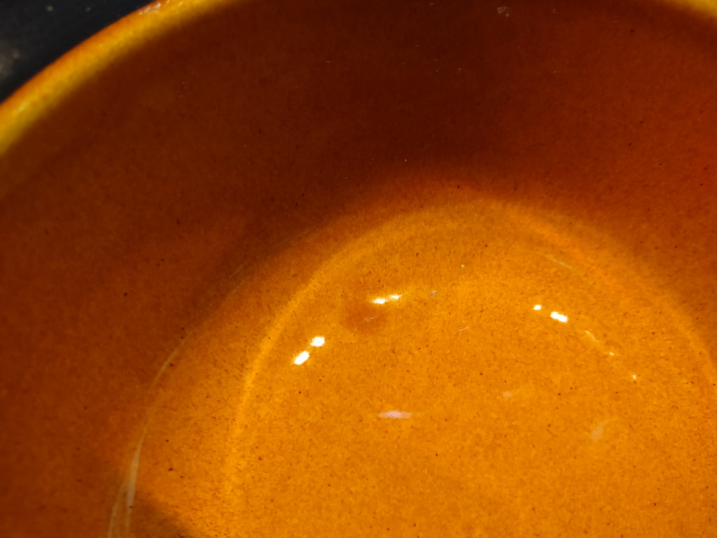 Vintage MCM Ironstone Amber Octagon Serving Bowl 10" USA Oven Proof (lot 5004)