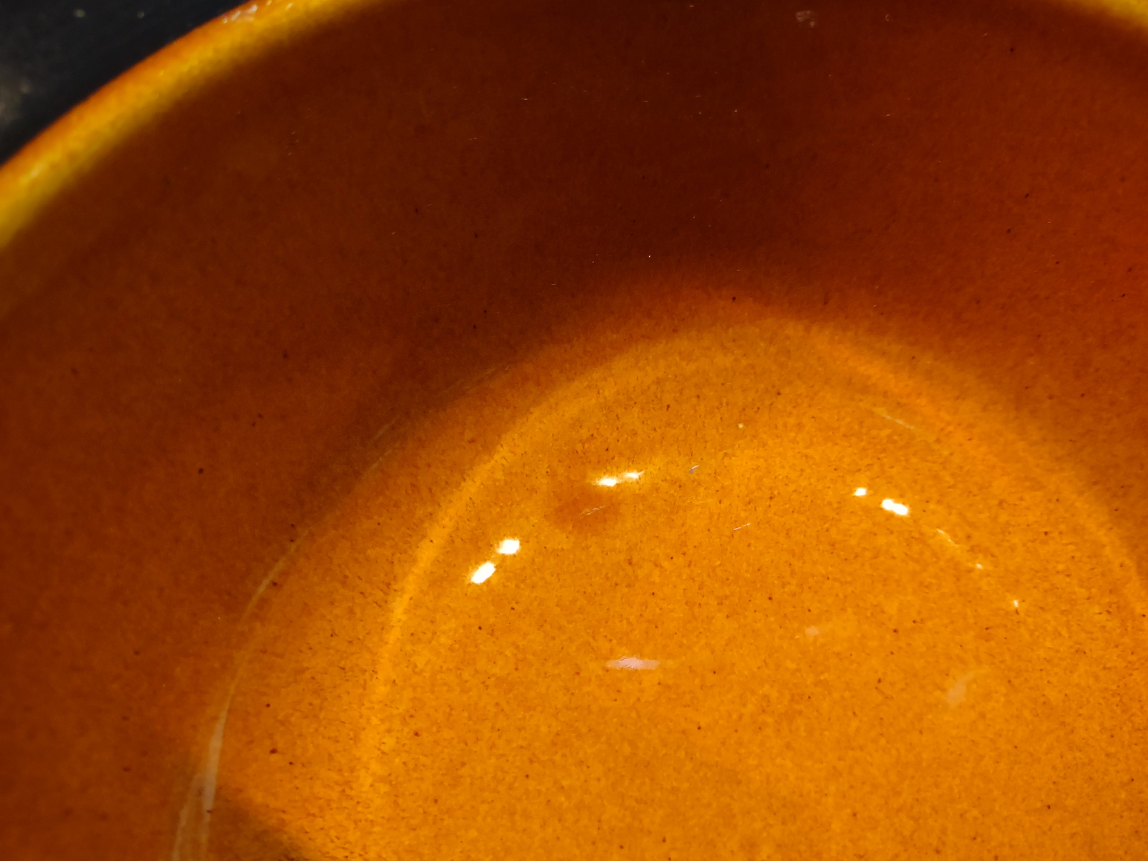 Vintage MCM Ironstone Amber Octagon Serving Bowl 10" USA Oven Proof (lot 5004)
