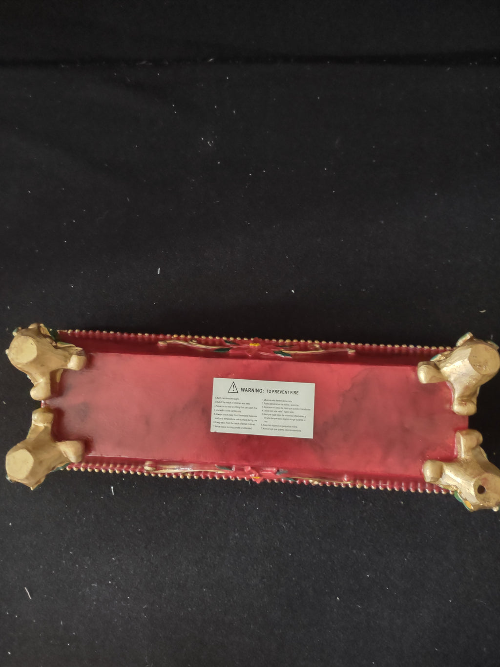 Vintage Christmas Poinsettia Footed 4 Tea Lighted Candle Holder (Lot 3625)