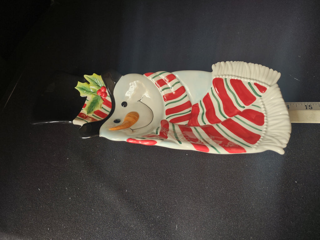 Fitz and Floyd Holiday Christmas Snack Therapy Snowman Server (lot 1532)
