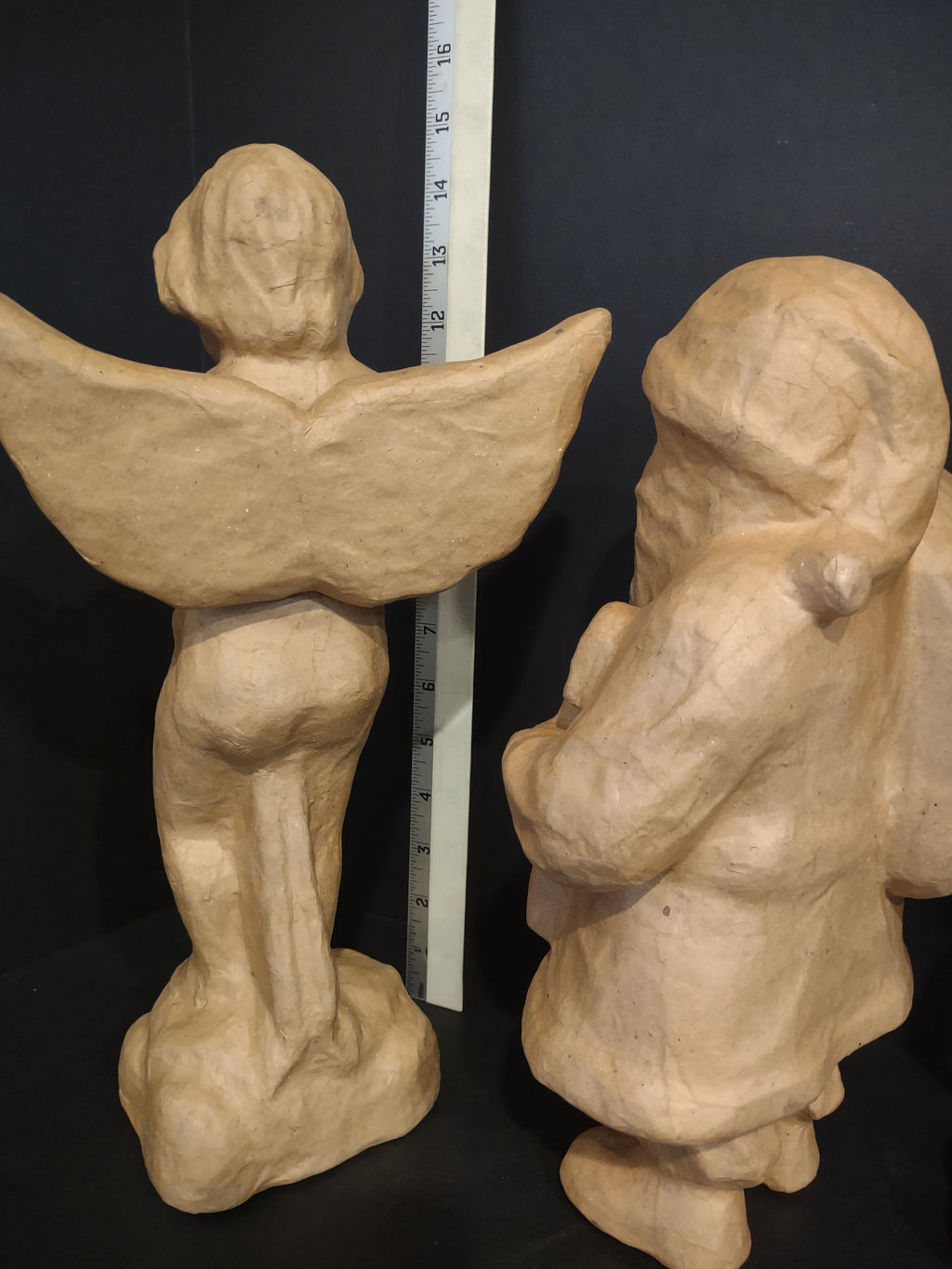 Christmas Paper Mache Set Angel Santa IMPERFECT (lot 1290)