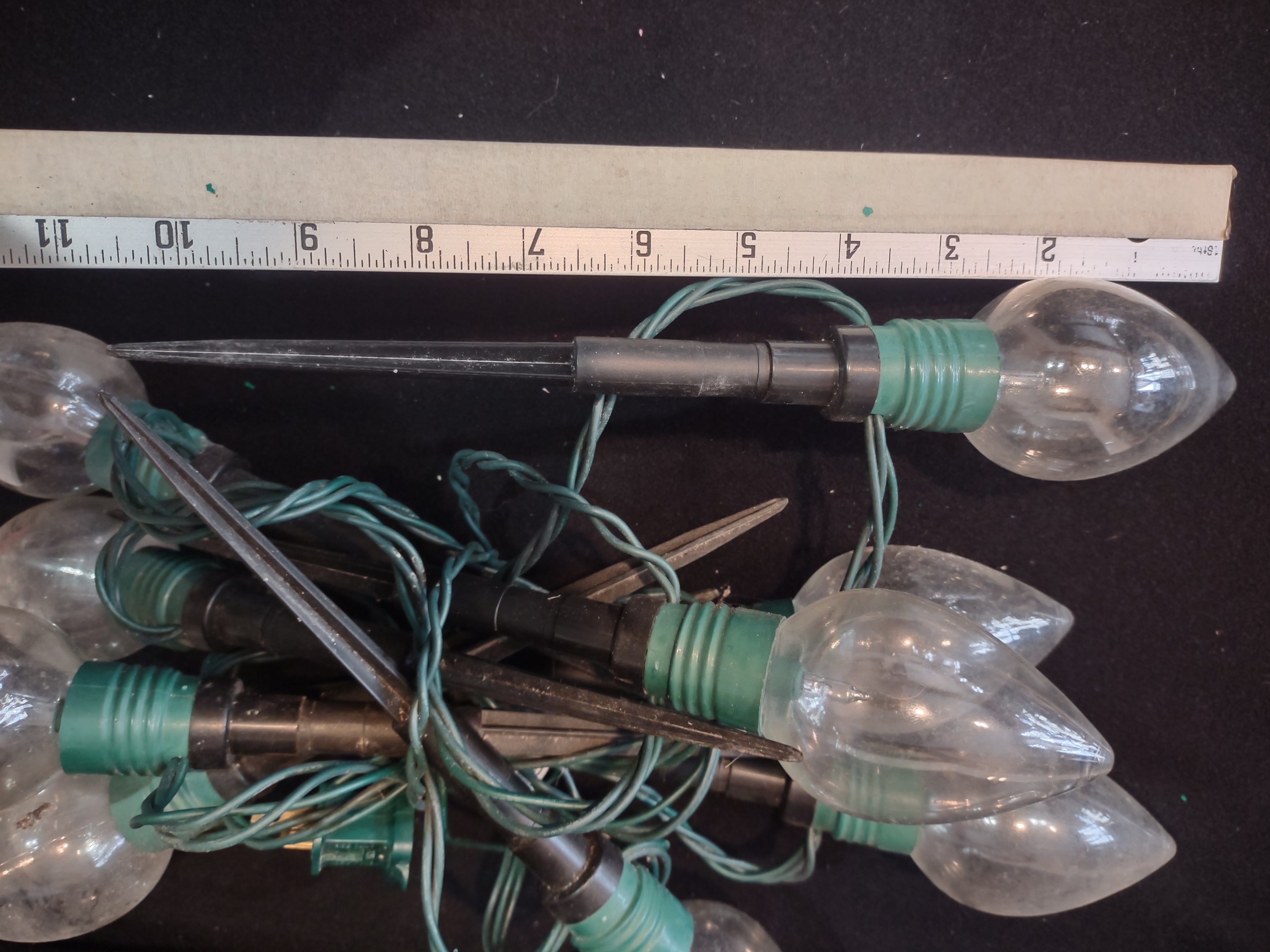 Christmas Pathway String Stake Lights 7 Ft 10 Lights Large Clear Bulb (lot 3286