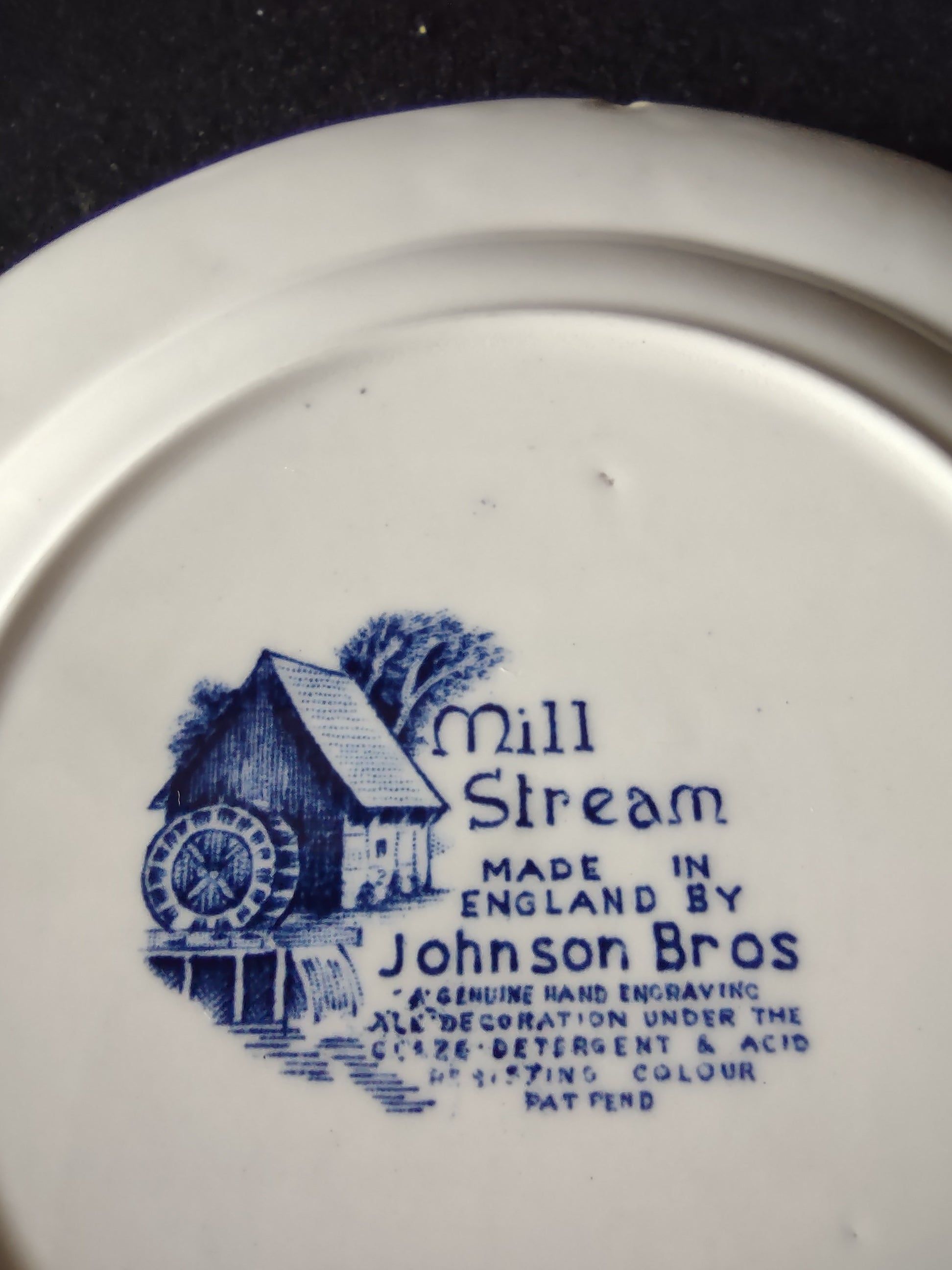 Vintage Johnson Brothers 6" Plate Mill Stream Blue Set Of 2 IMPERFECT (Lot 5583)