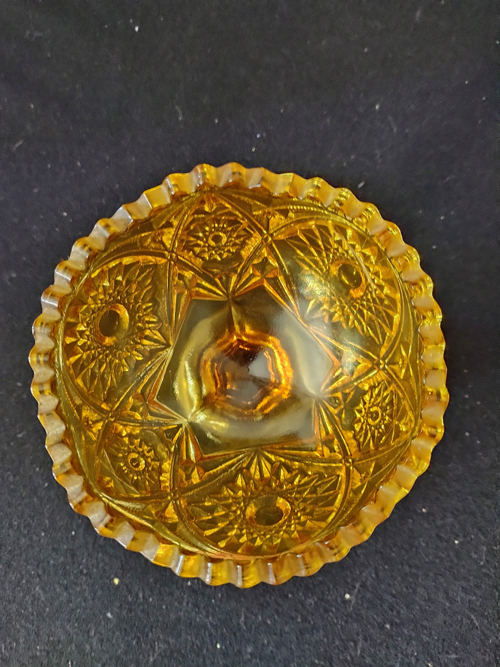 Vintage Kemple Wheaton Amber Glass Starburst Sawtooth Pedestal (Lot 3891)