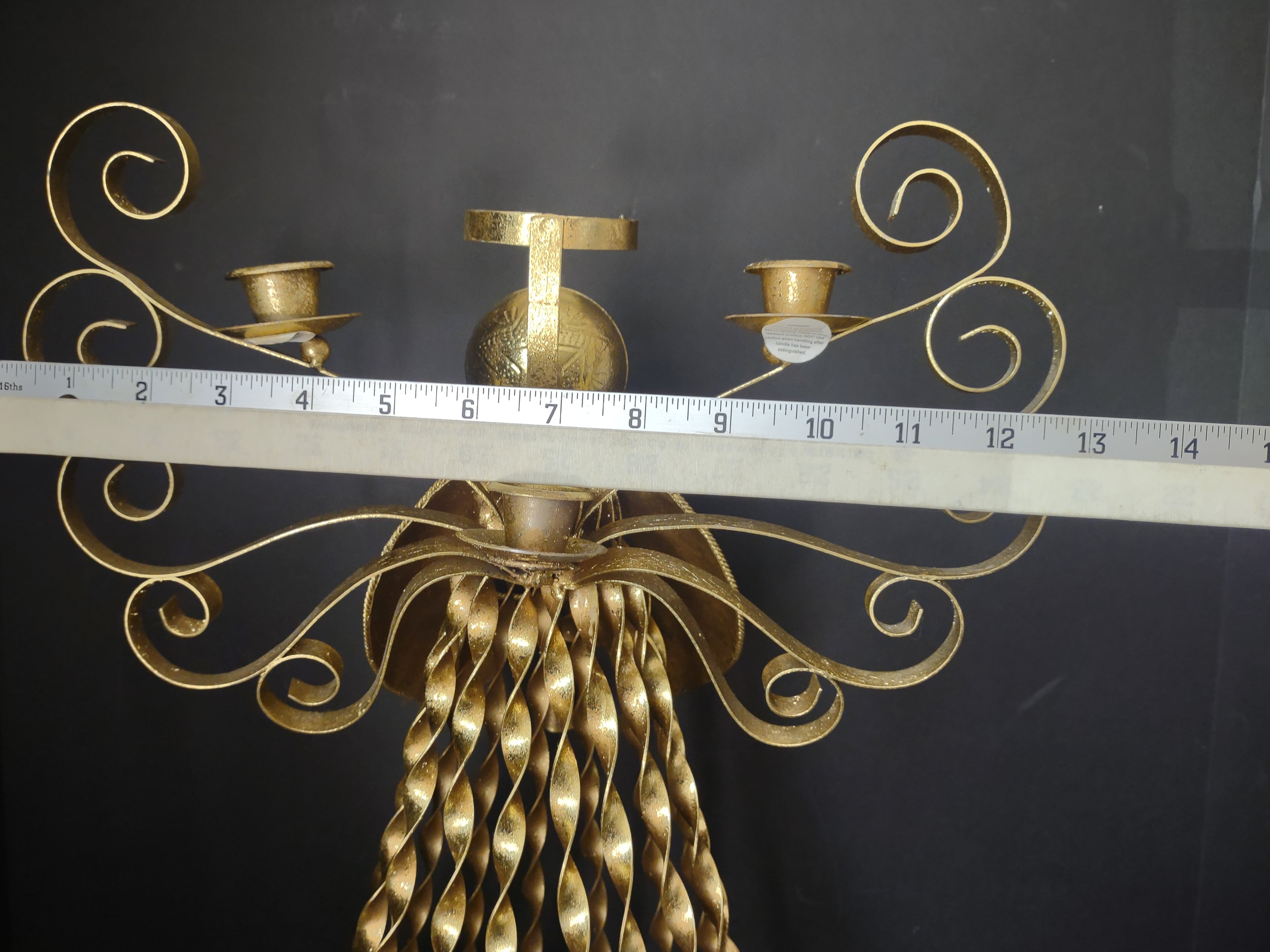 Christmas Golden Angel Metal Candle Holder 15" (lot 2720c)
