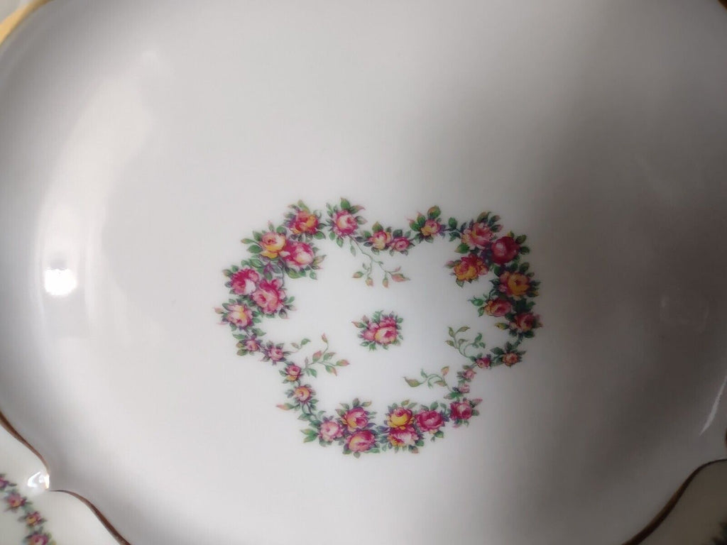 Haviland Limoges Red Rose Garland Cream Dinner Plate 9-3/4" (lot 356)