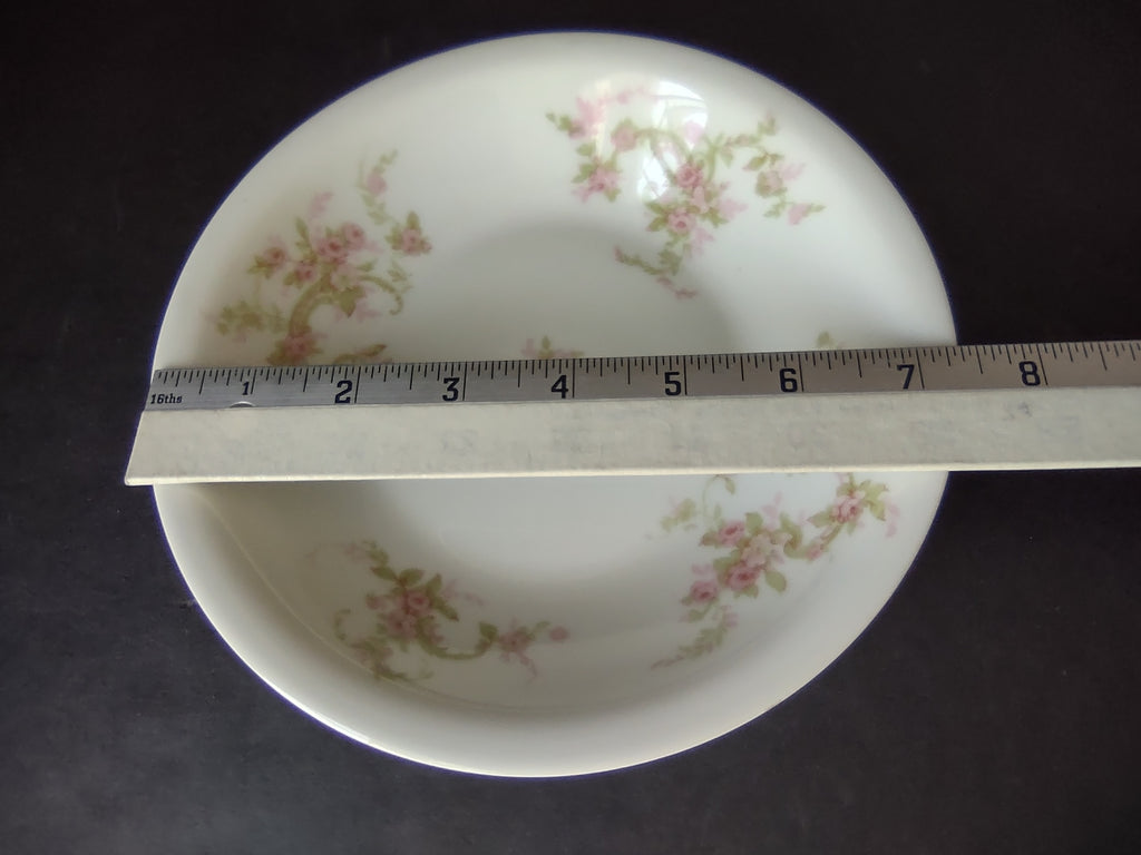 Haviland Limoges 3 x Cream Soup Plate Pink Rose Green Ribbon (lot 891)