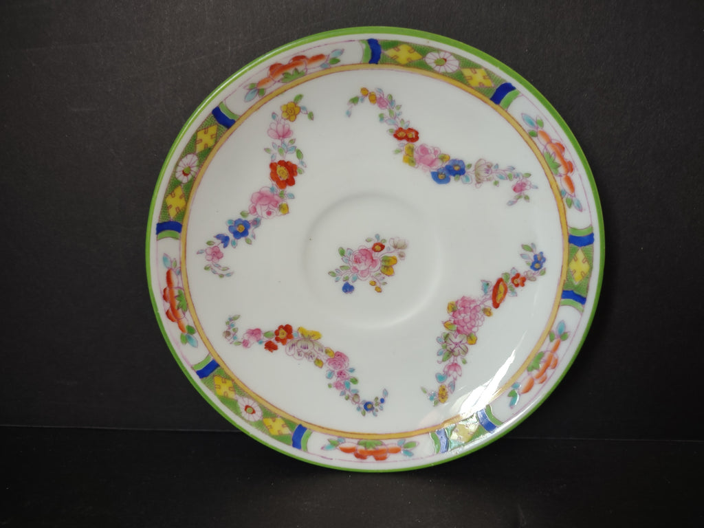 Vintage Minton Rose Green Trim Demitasse Saucer Bone China England (lot 5480)