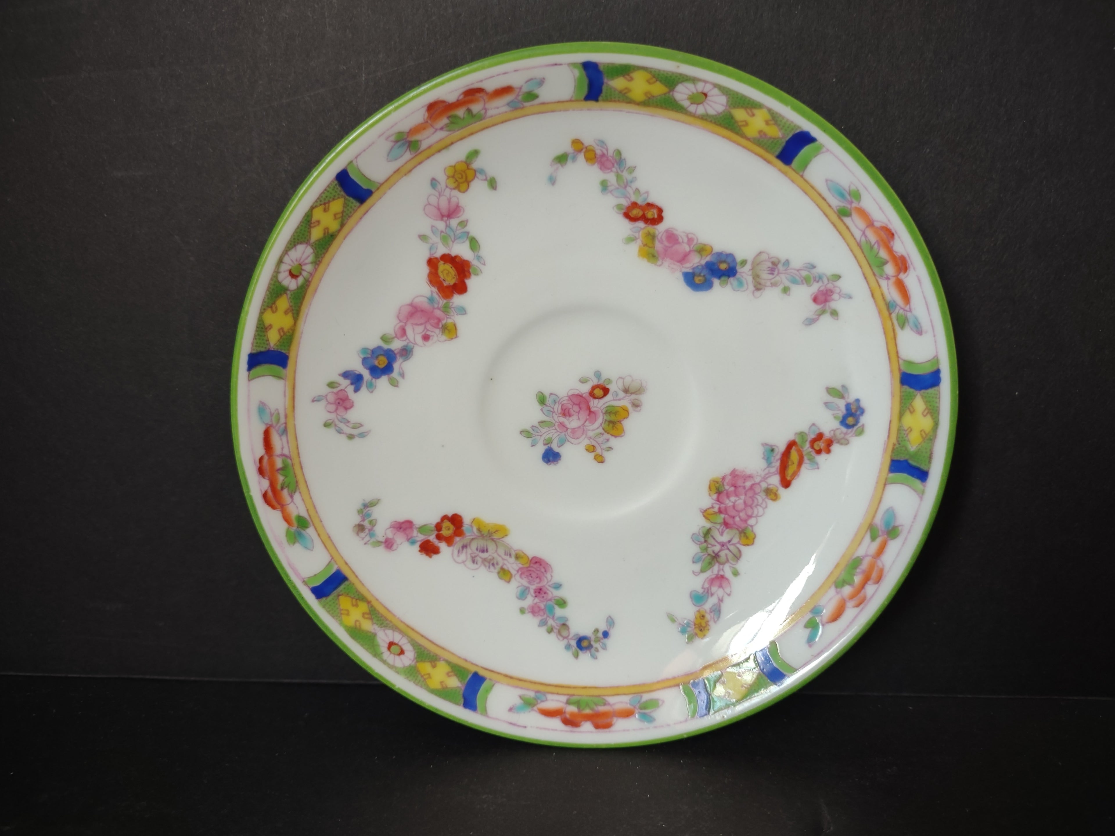 Vintage Minton Rose Green Trim Demitasse Saucer Bone China England (lot 5480)