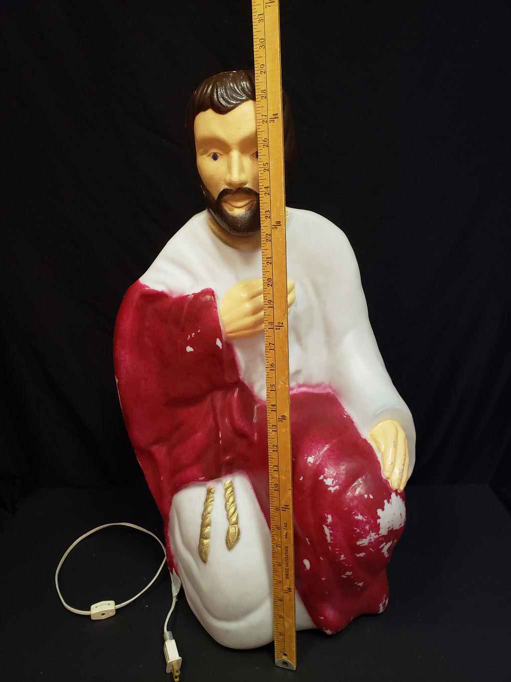 Vintage Christmas Blow Mold Nativity Joseph Maroon Figurine 29" (lot 2245)