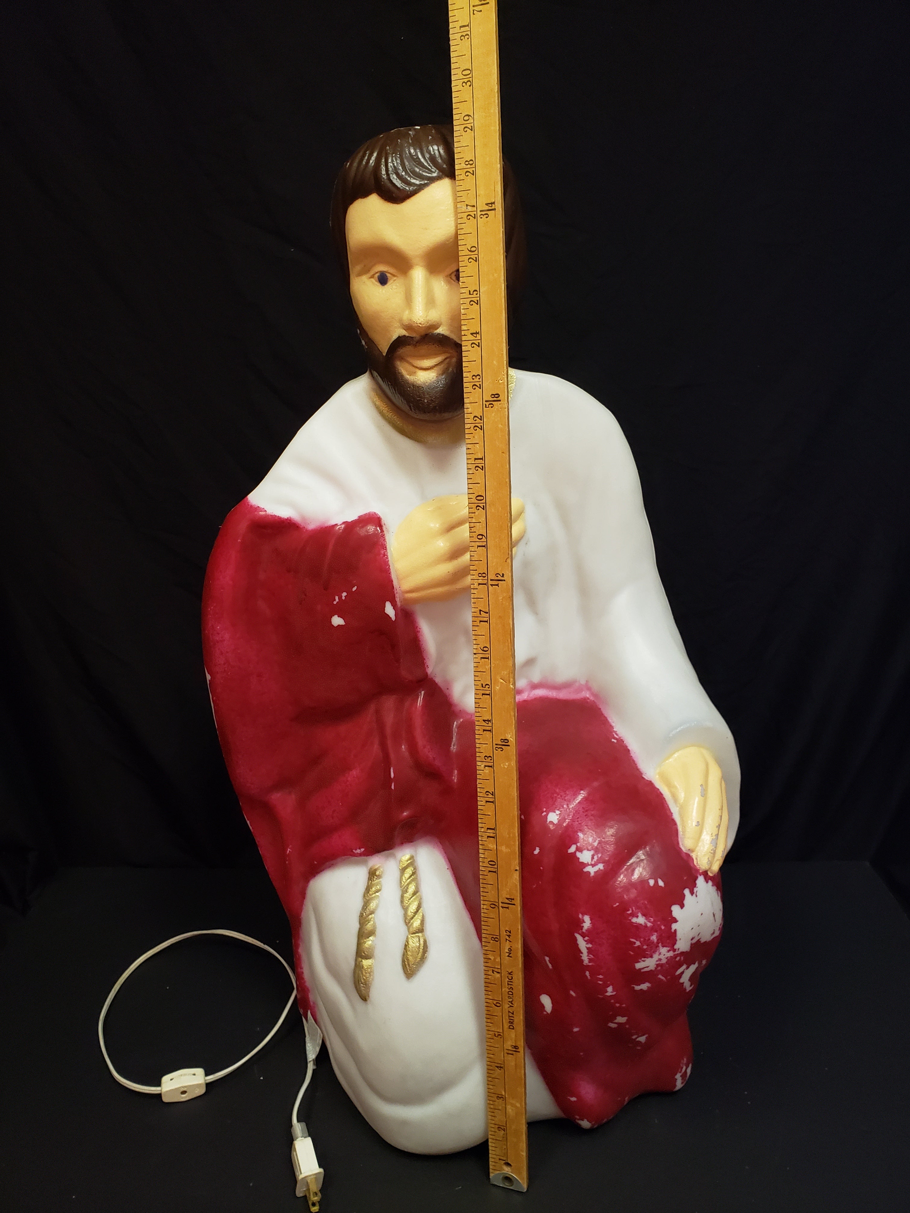 Vintage Christmas Blow Mold Nativity Joseph Maroon Figurine 29" (lot 2245)