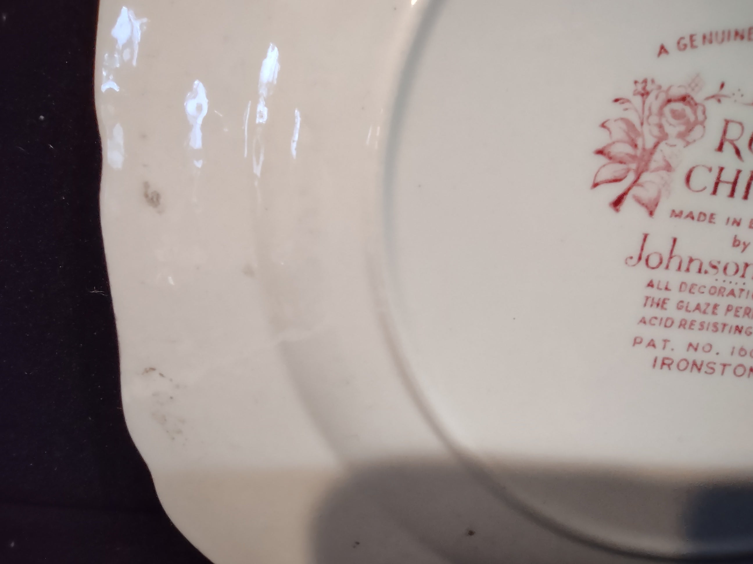 Vintage Dessert Plate x 2 Rose Chintz Johnson Bros Red Stamp (lot 5691)