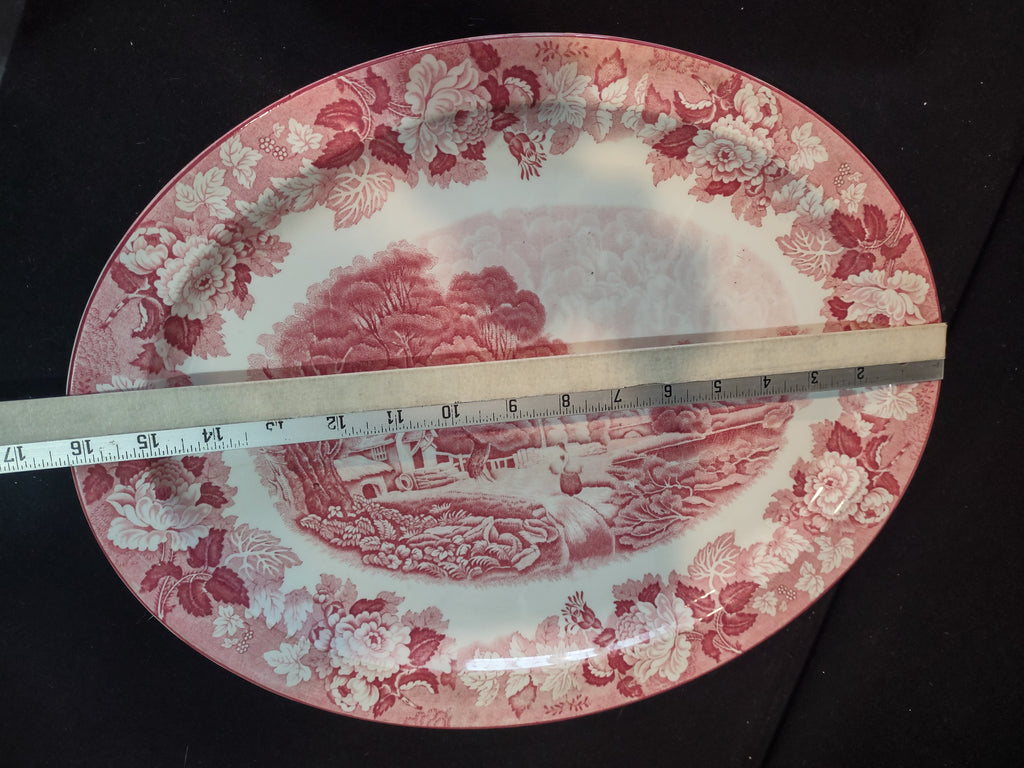 Vintage Large Serving Platter Enoch English Scenery Wood Ware (lot 5684)