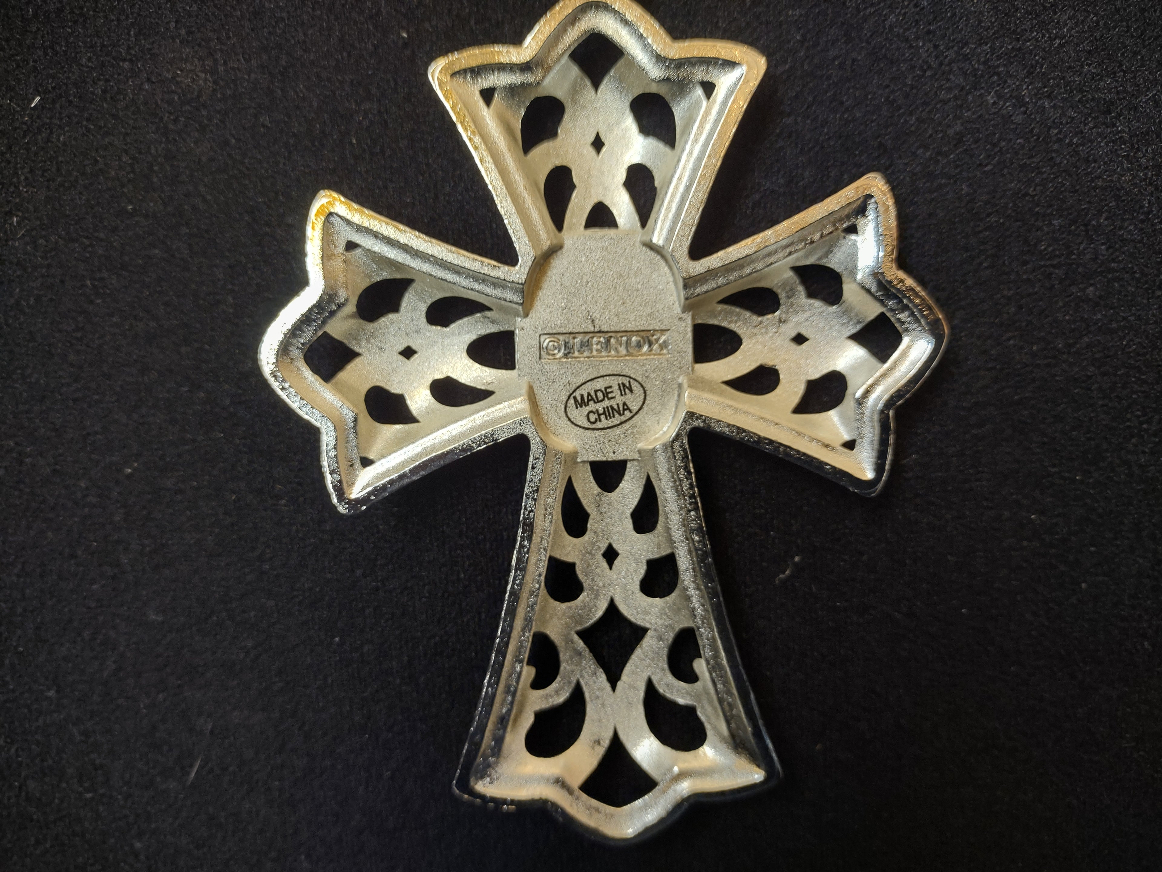 Lenox White Gem Cross Silverplated Christmas Tree Ornament(lot 1663)