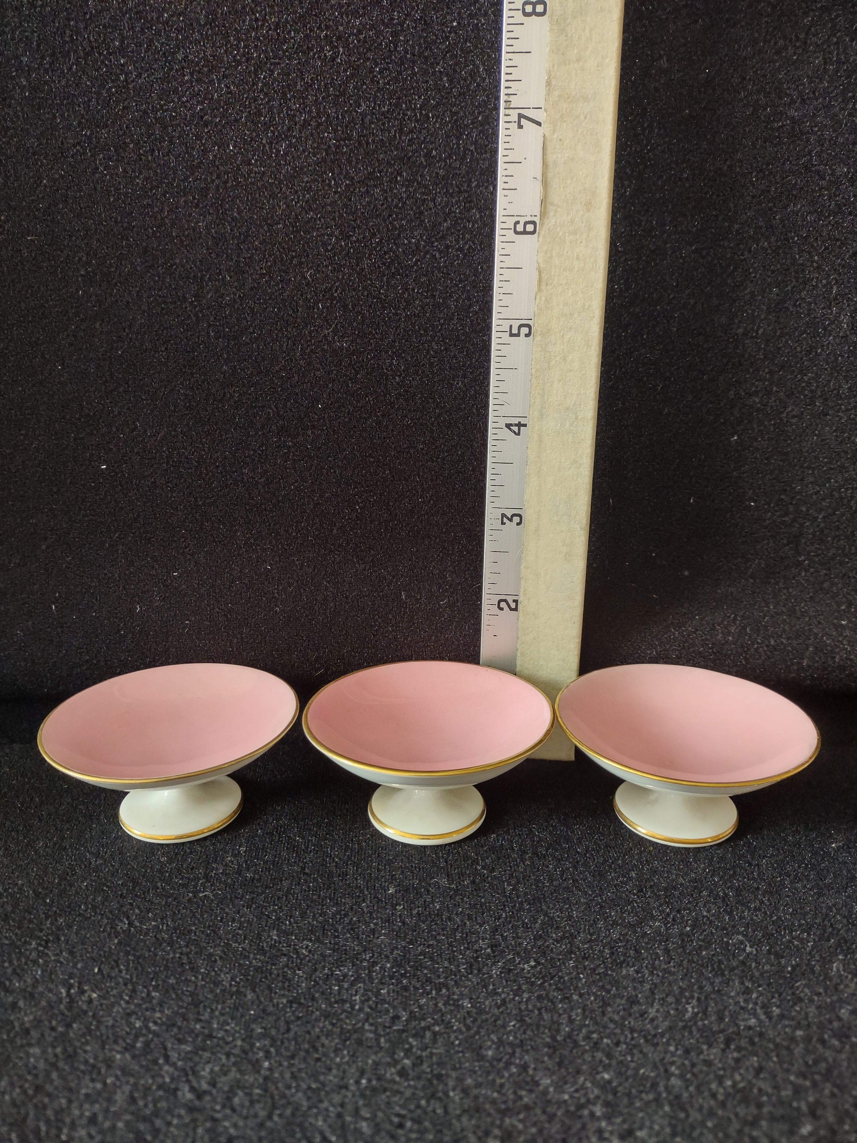 Vintage Minton Small Delicate Condiment Serving Dish x 3 Pink Gold Trim Lot 5455