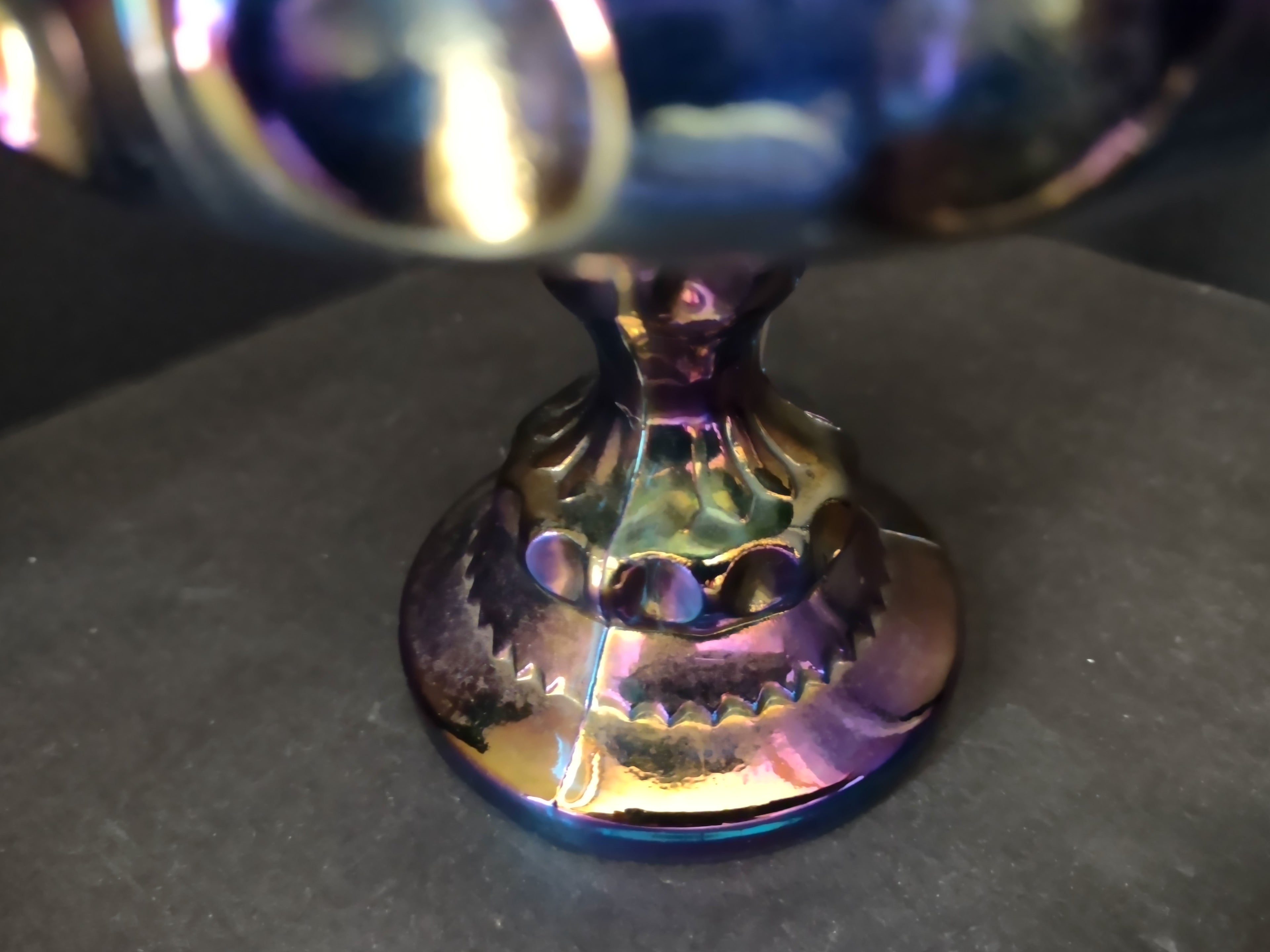 Indiana Carnaval Glass Kings Crown Thumbprint Candy Dish Iridescent (lot 2679c)