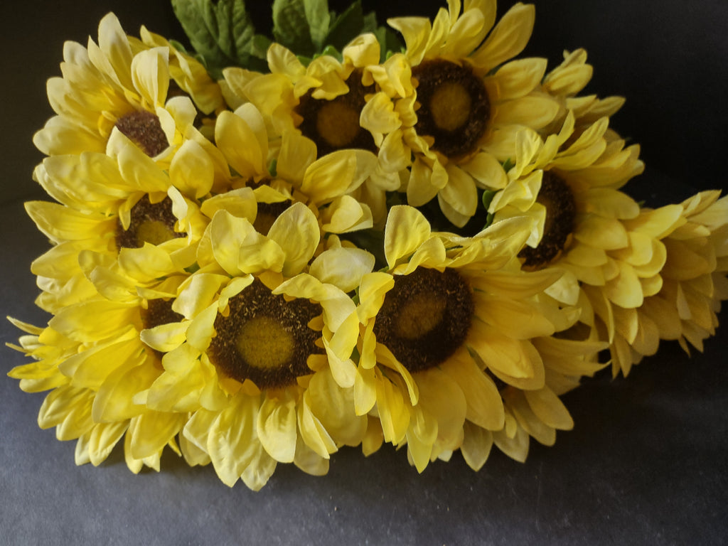 Halloween Thanksgiving Fall Artificial Sunflower 22" Twig x 3 (lot 3110)