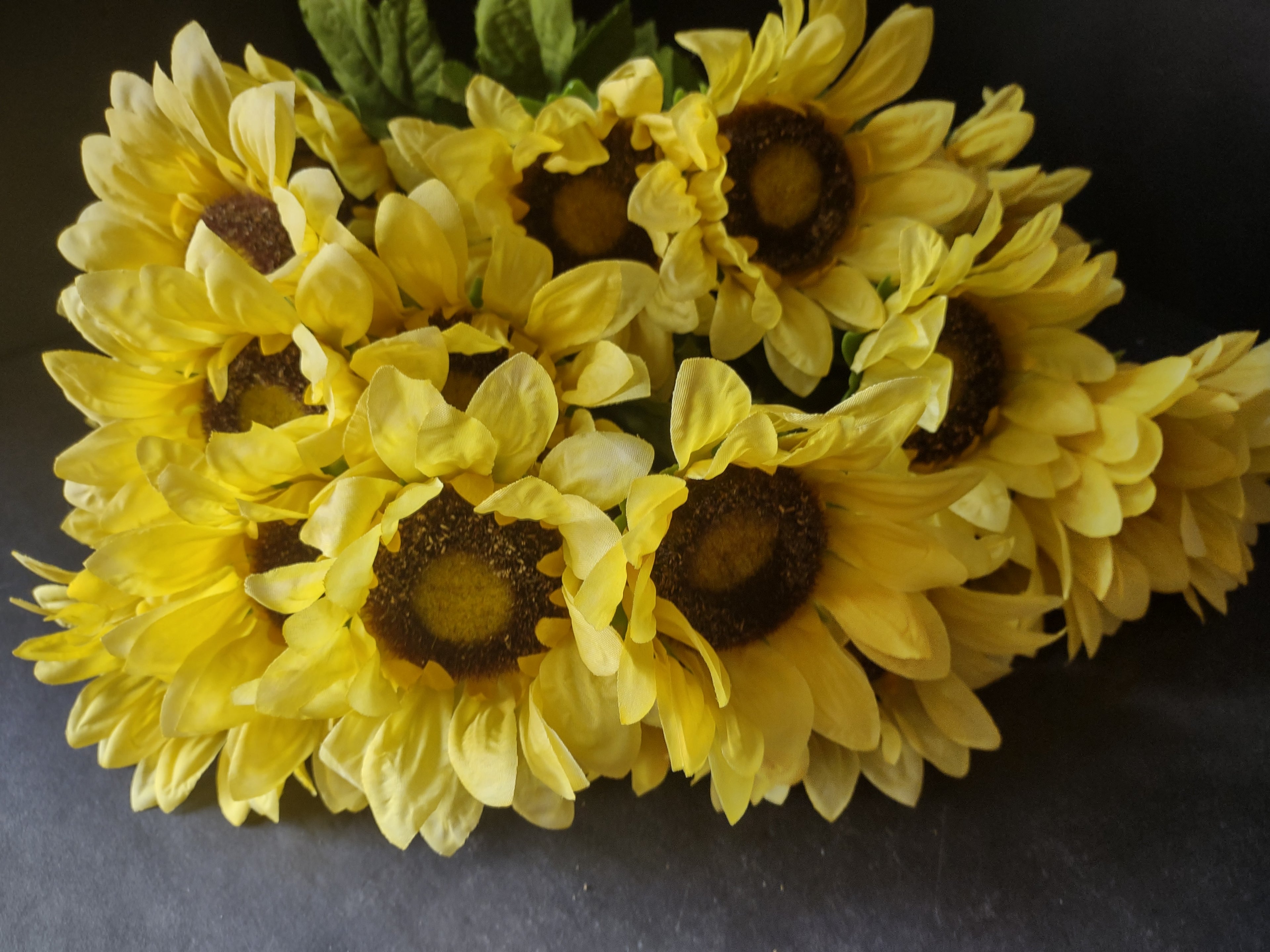 Halloween Thanksgiving Fall Artificial Sunflower 22" Twig x 3 (lot 3110)