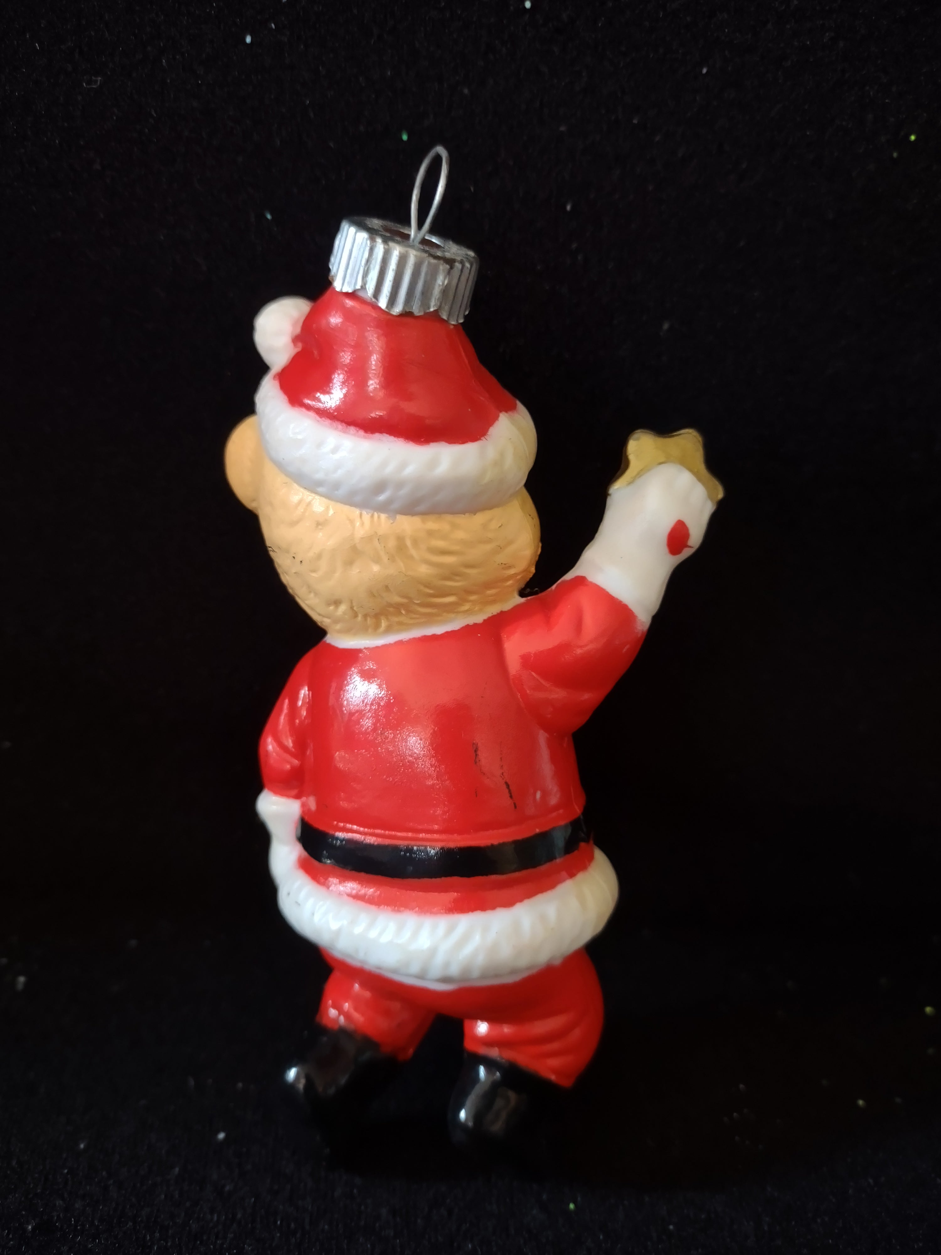 Vintage Christmas Ornament Plastic Santa Bear Star Set Of 4 (Lot 4501)