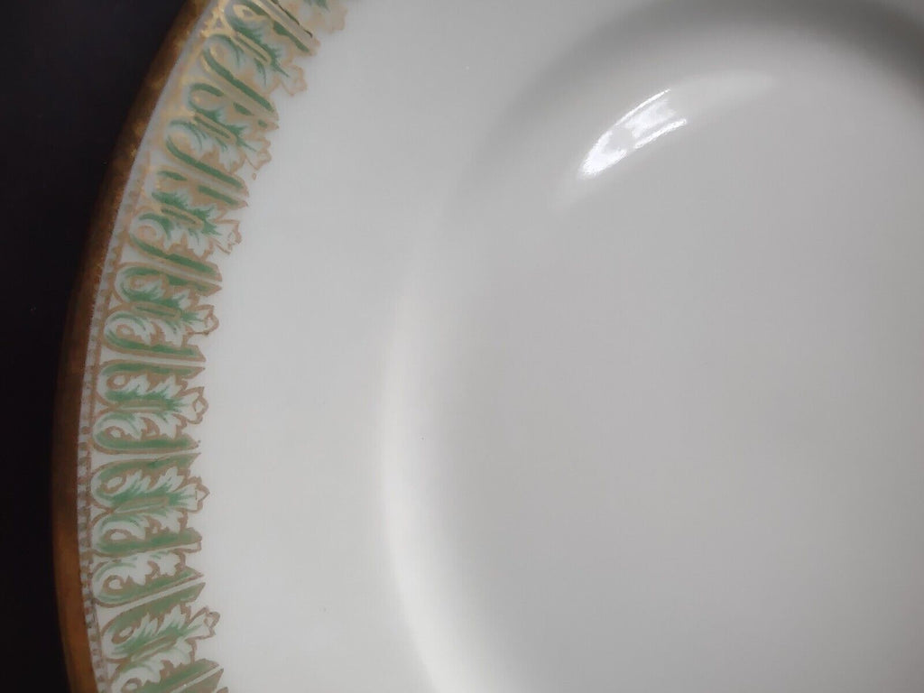 Haviland Limoges France Dessert 7-1/2" Gold Trim Green Gold Design (lot 603)