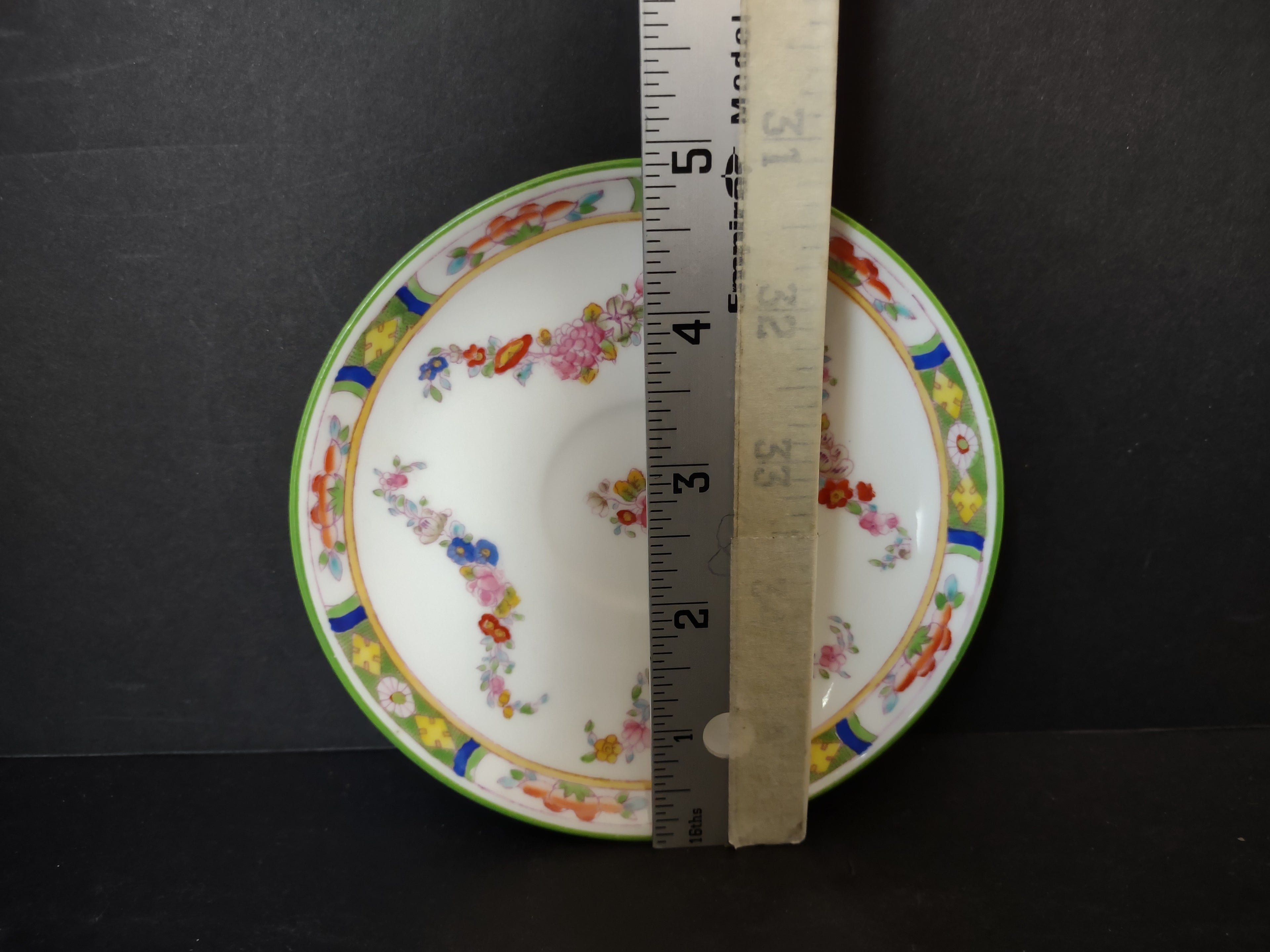 Vintage Minton Rose Green Trim Demitasse Saucer Bone China England (lot 5480)