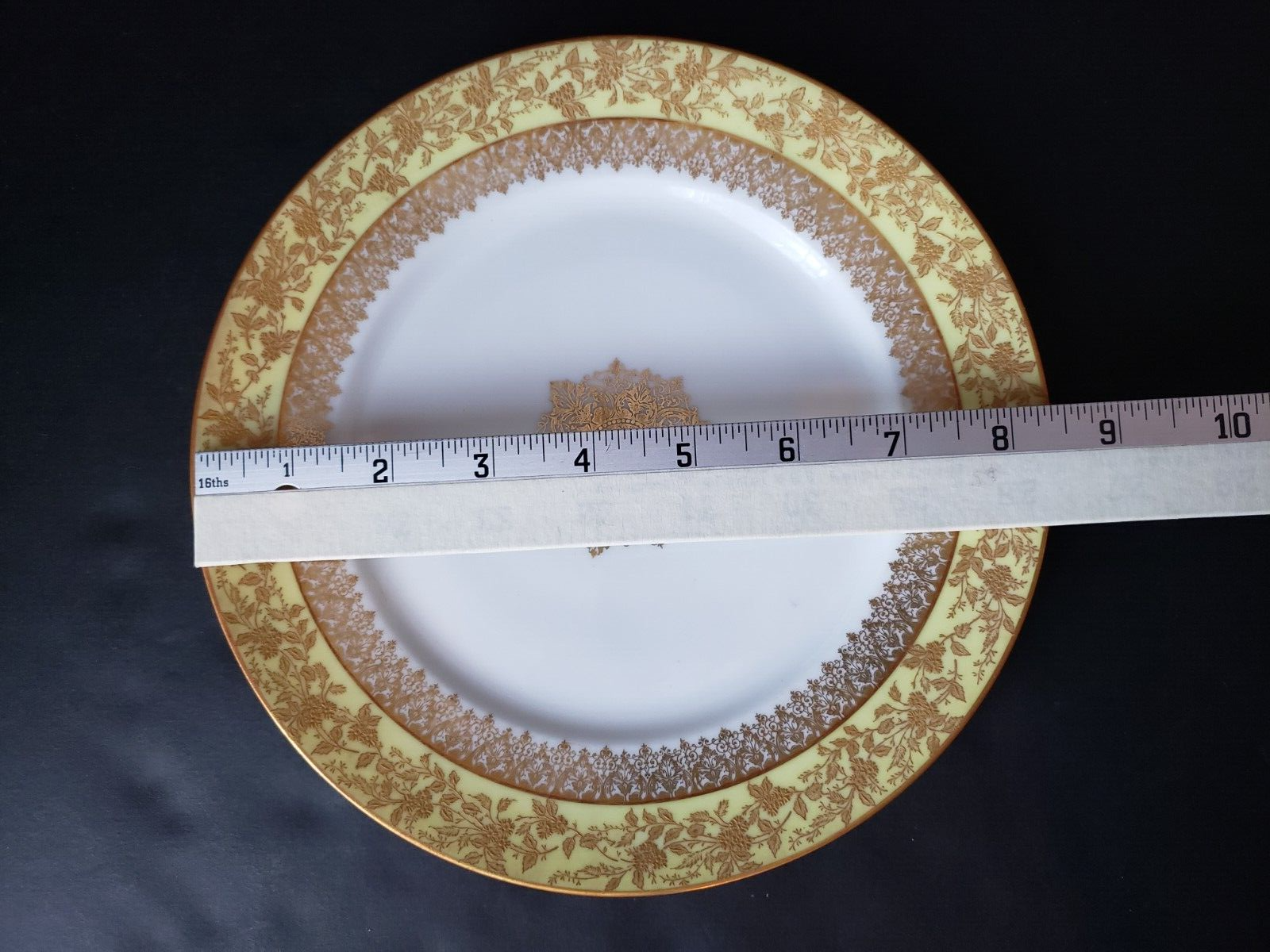 GDA Limoges France Salad/Luncheon Plate Yellow Raised Gold Snowflake (lot 650)
