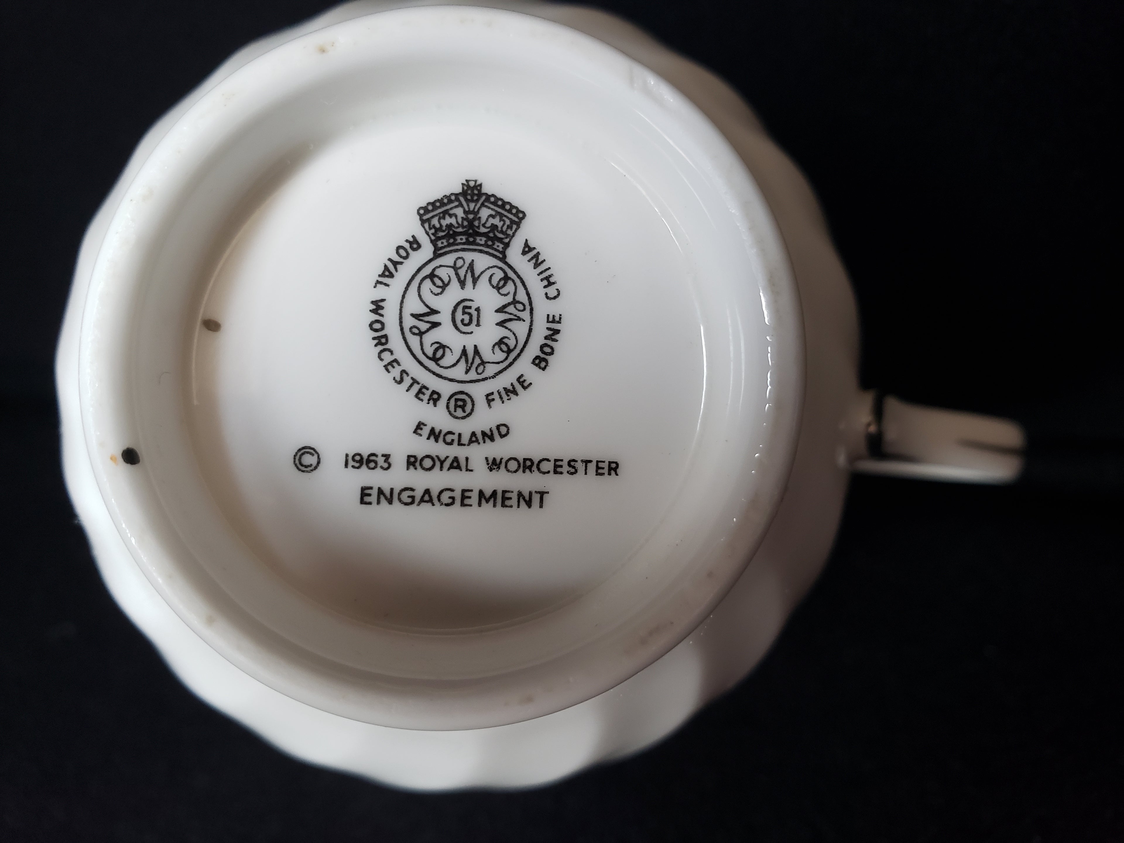 Vintage Royal Worcester Engagement Tea Cup ONLY (lot 2056)