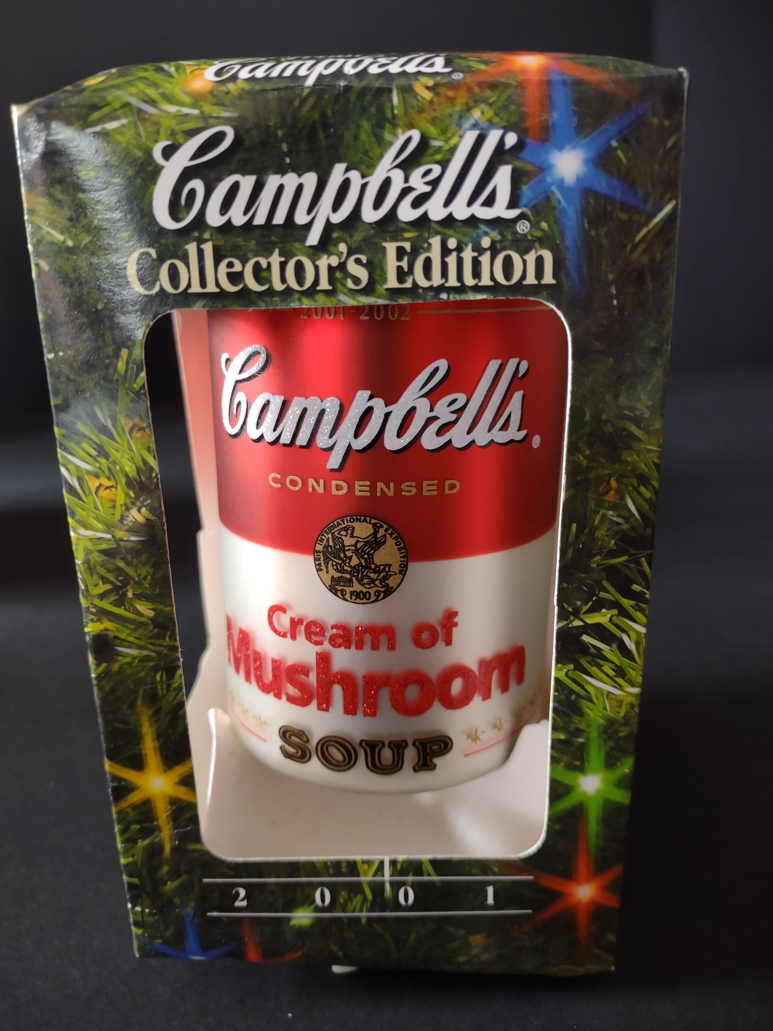 Vintage Christmas 2001 Campbells Cream of Mushroom Soup Can Ornament (Lot 4707)