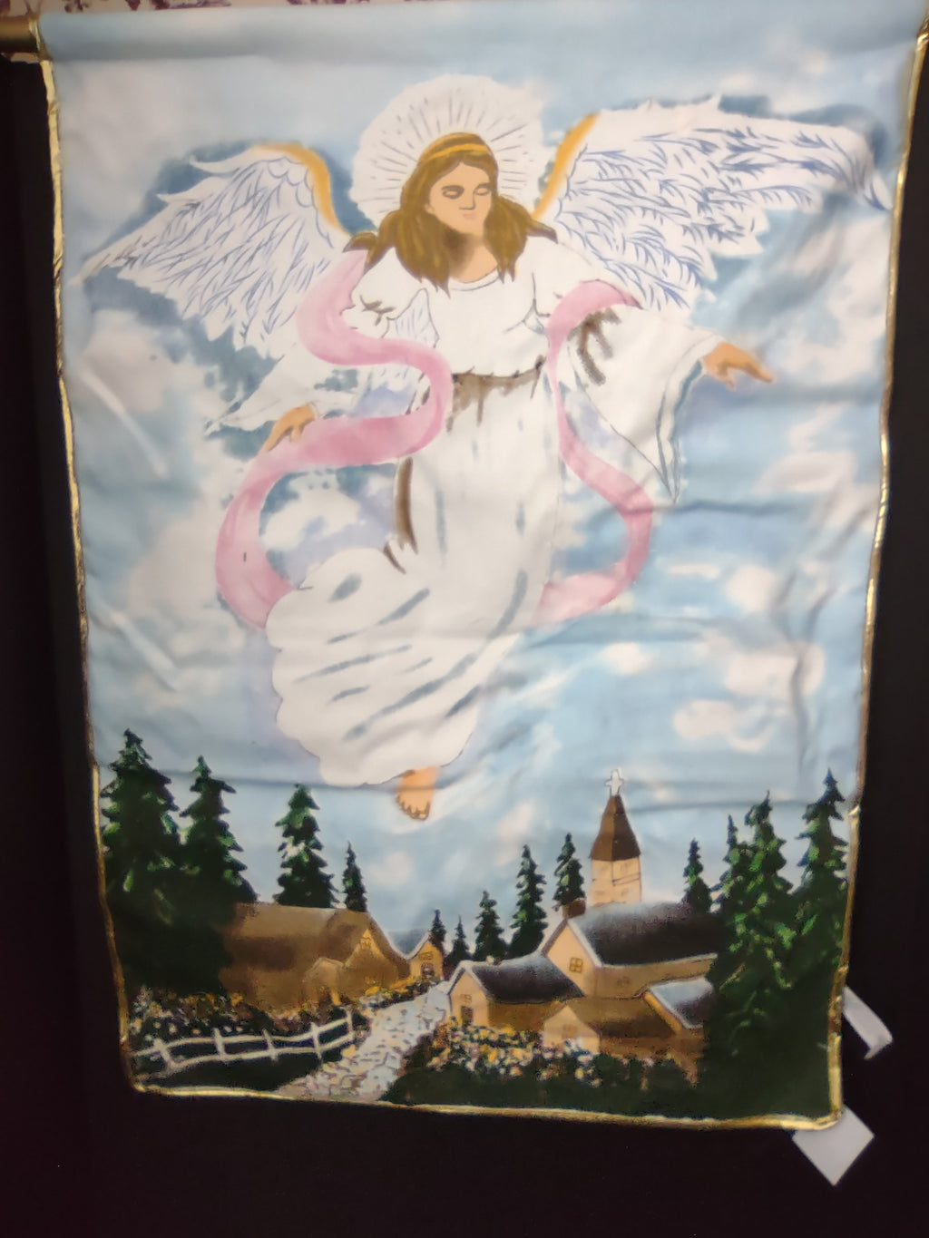 Christmas Holidays Fiber Optic Light Up Angel Blue Tapestry (lot 1253)