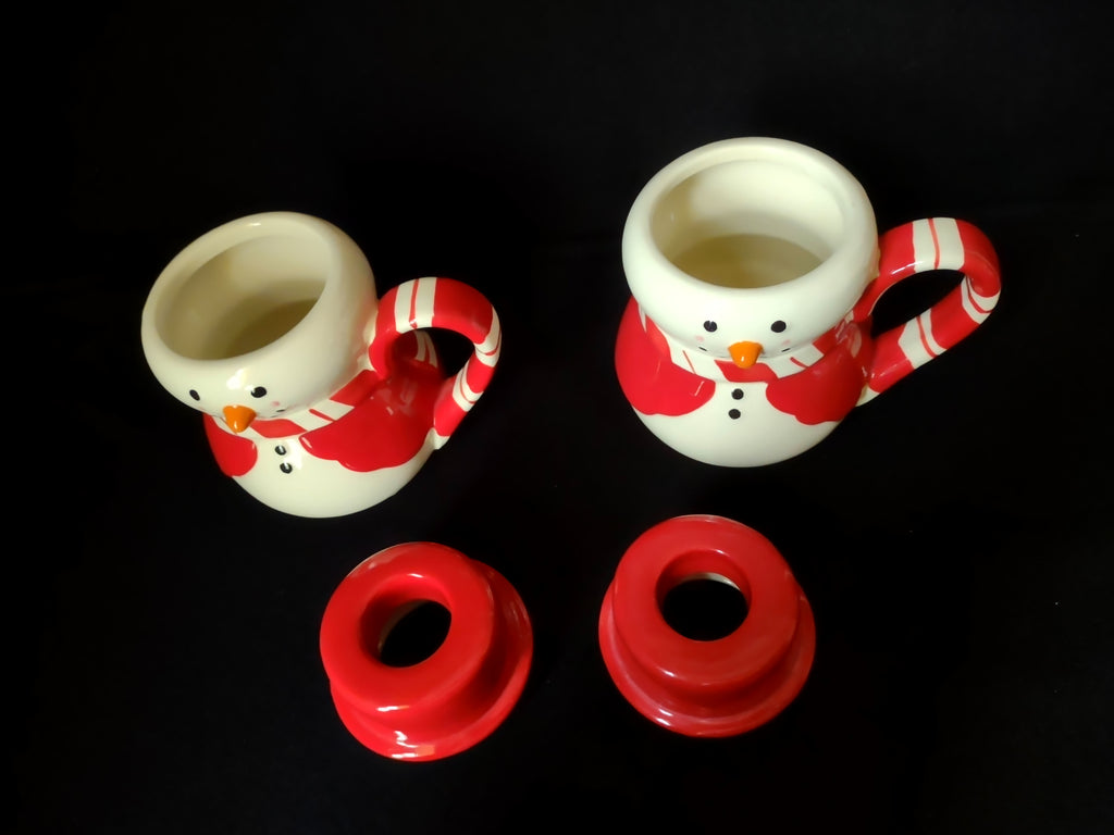 Christmas Set of 2 Chocolate Mugs Snowman (lot 1735)