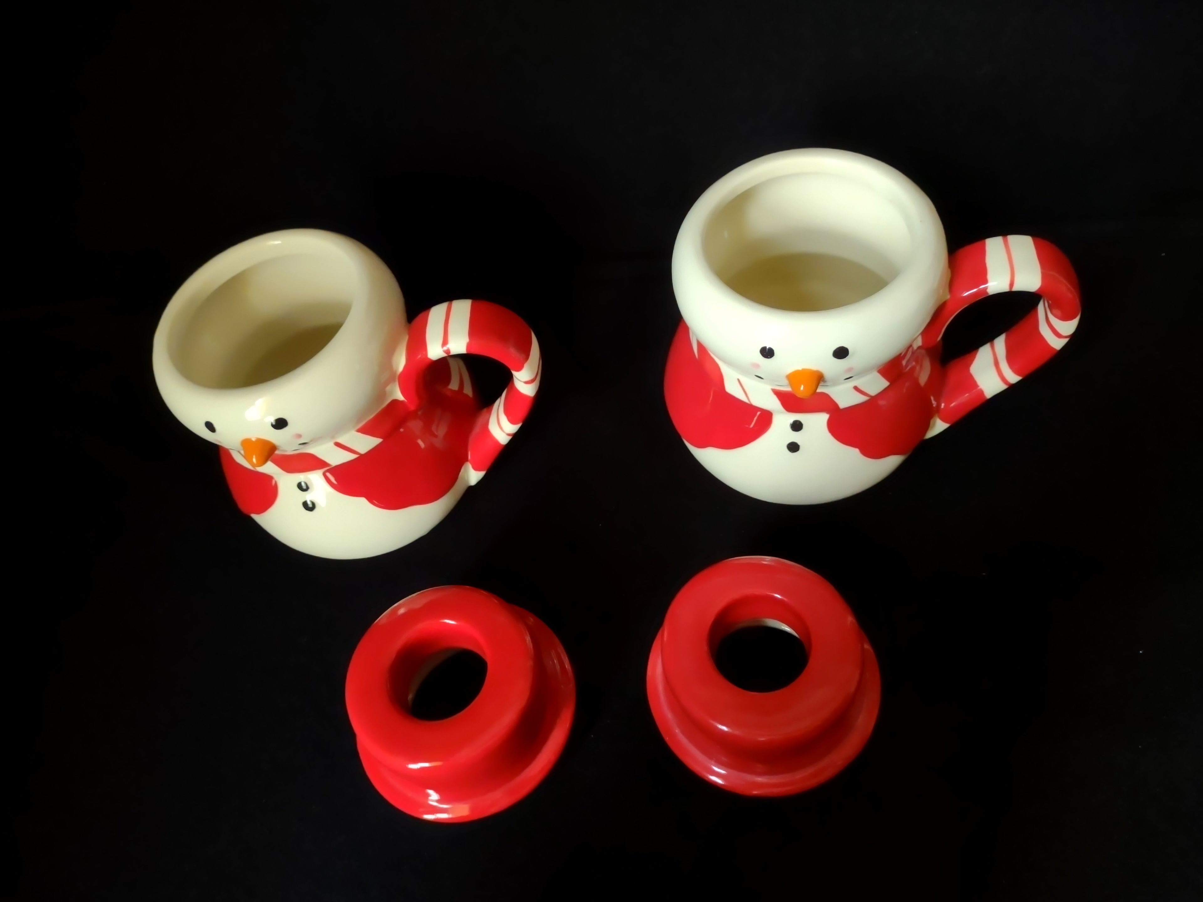 Christmas Set of 2 Chocolate Mugs Snowman (lot 1735)