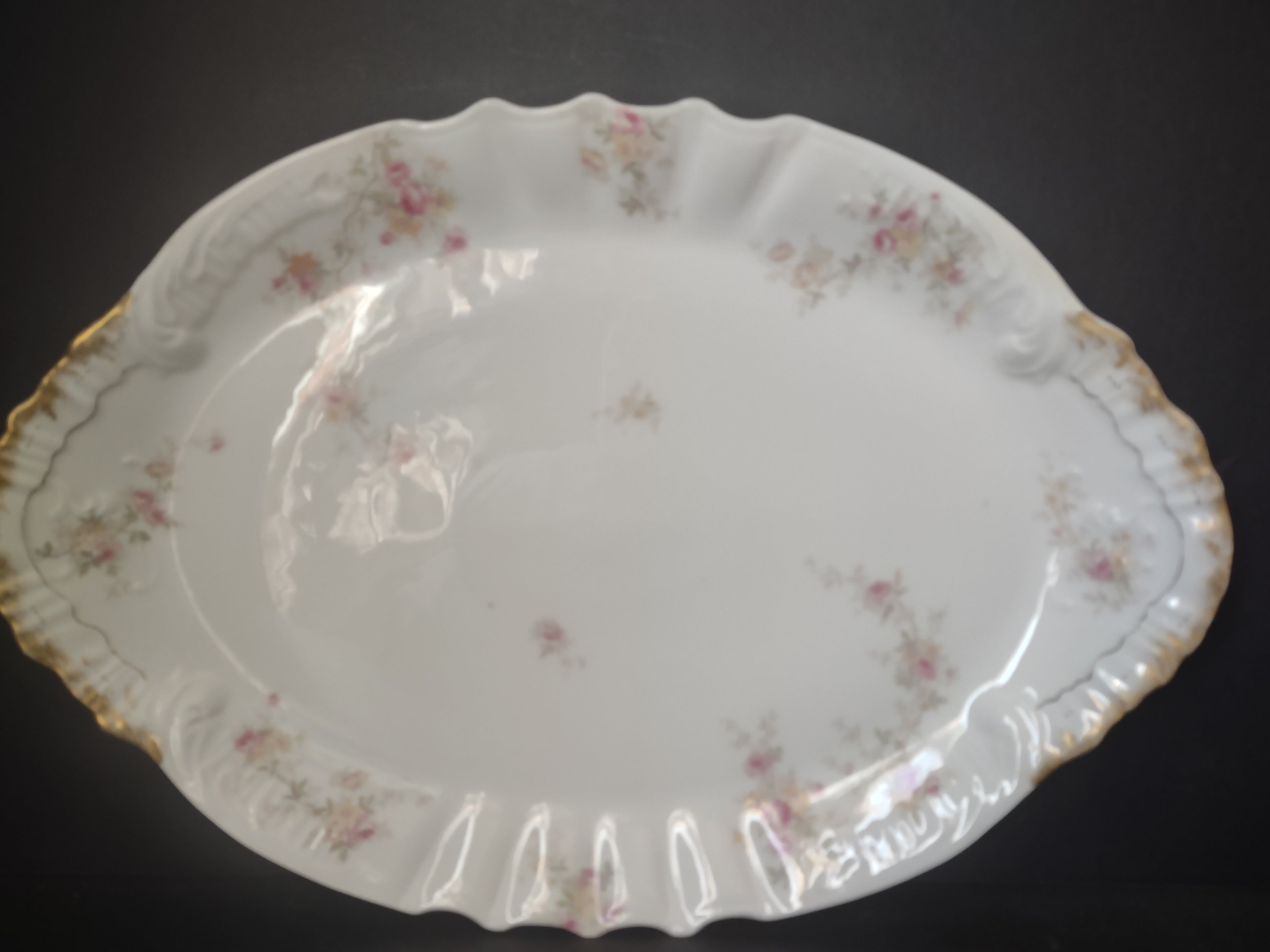 Vintage Haviland Limoges France Scalloped Edge Turkey Serving Platter (lot 2612)